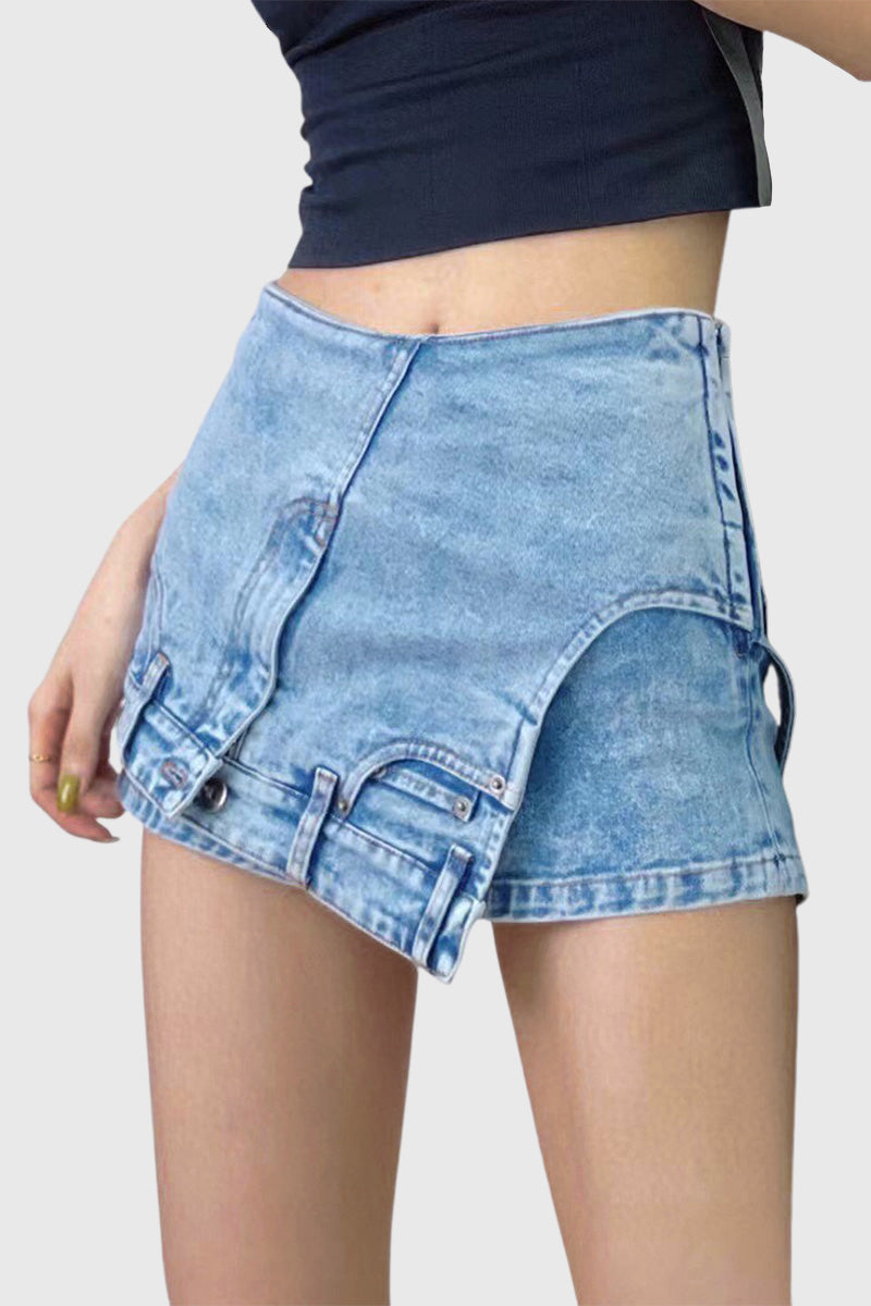 Upside Down Mini Skirt - Blue