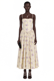 Fleur Purple Floral Print Maxi Dress