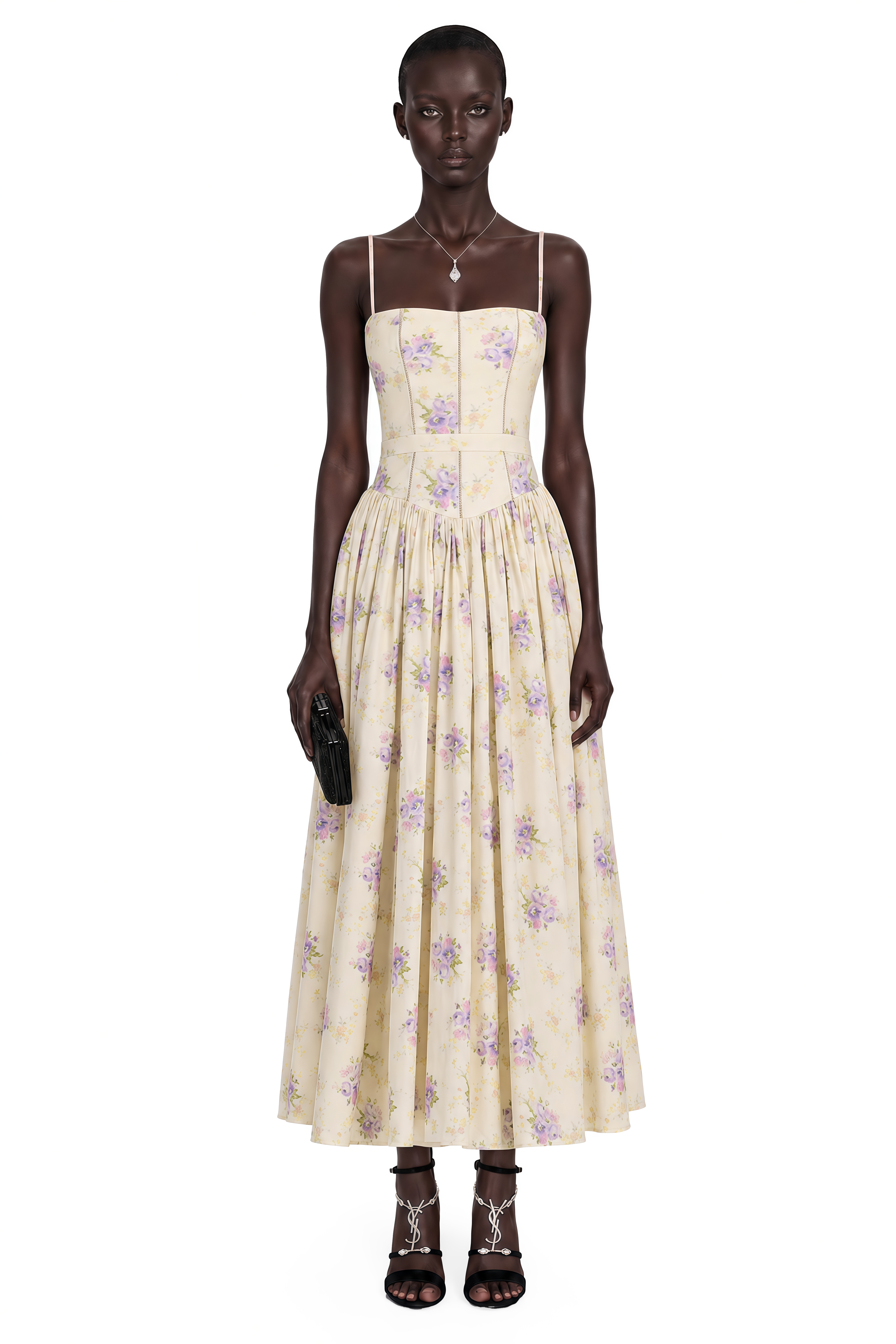 Fleur Purple Floral Print Maxi Dress