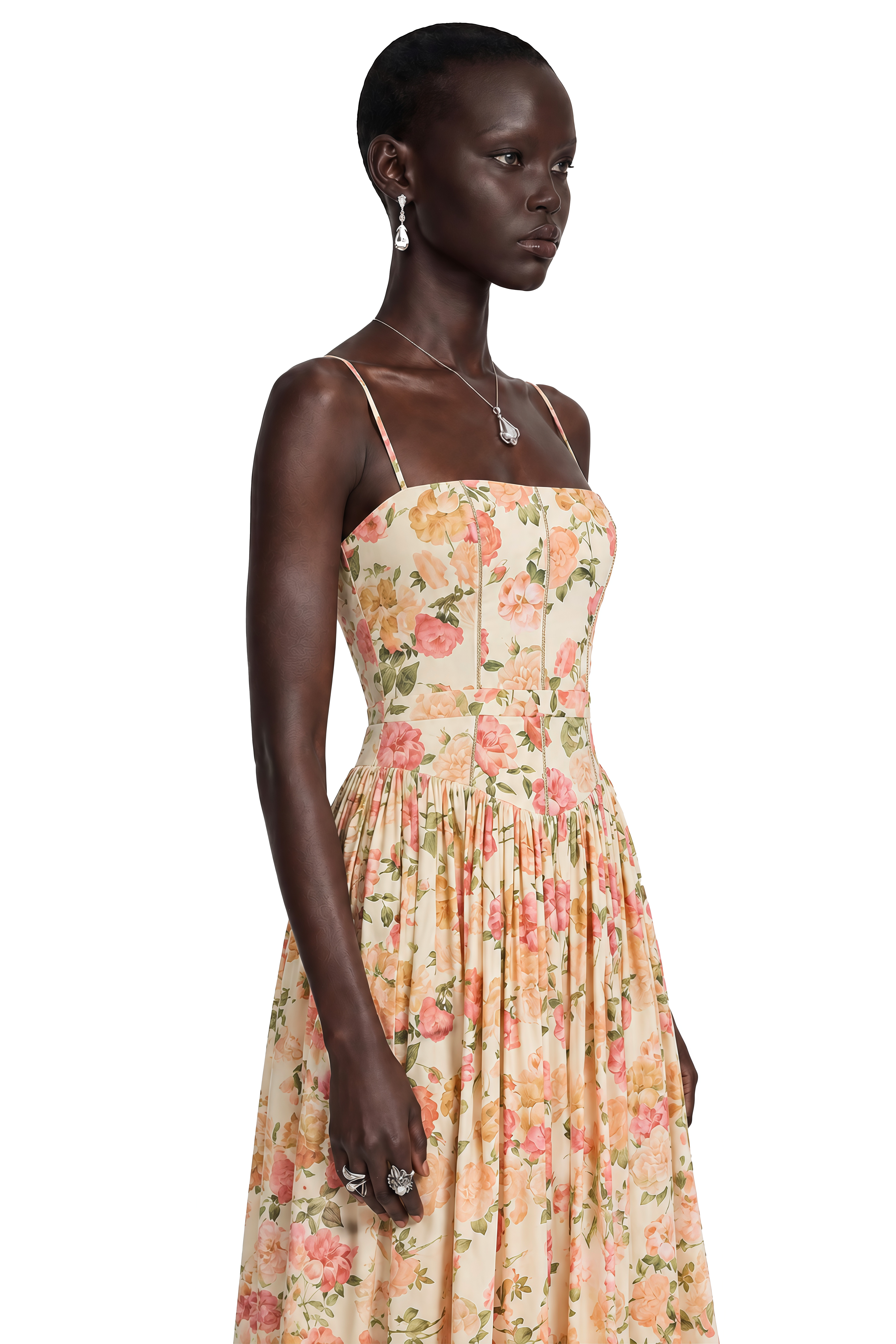 Fleur Red Floral Print Maxi Dress