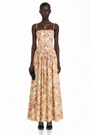 Fleur Red Floral Print Maxi Dress