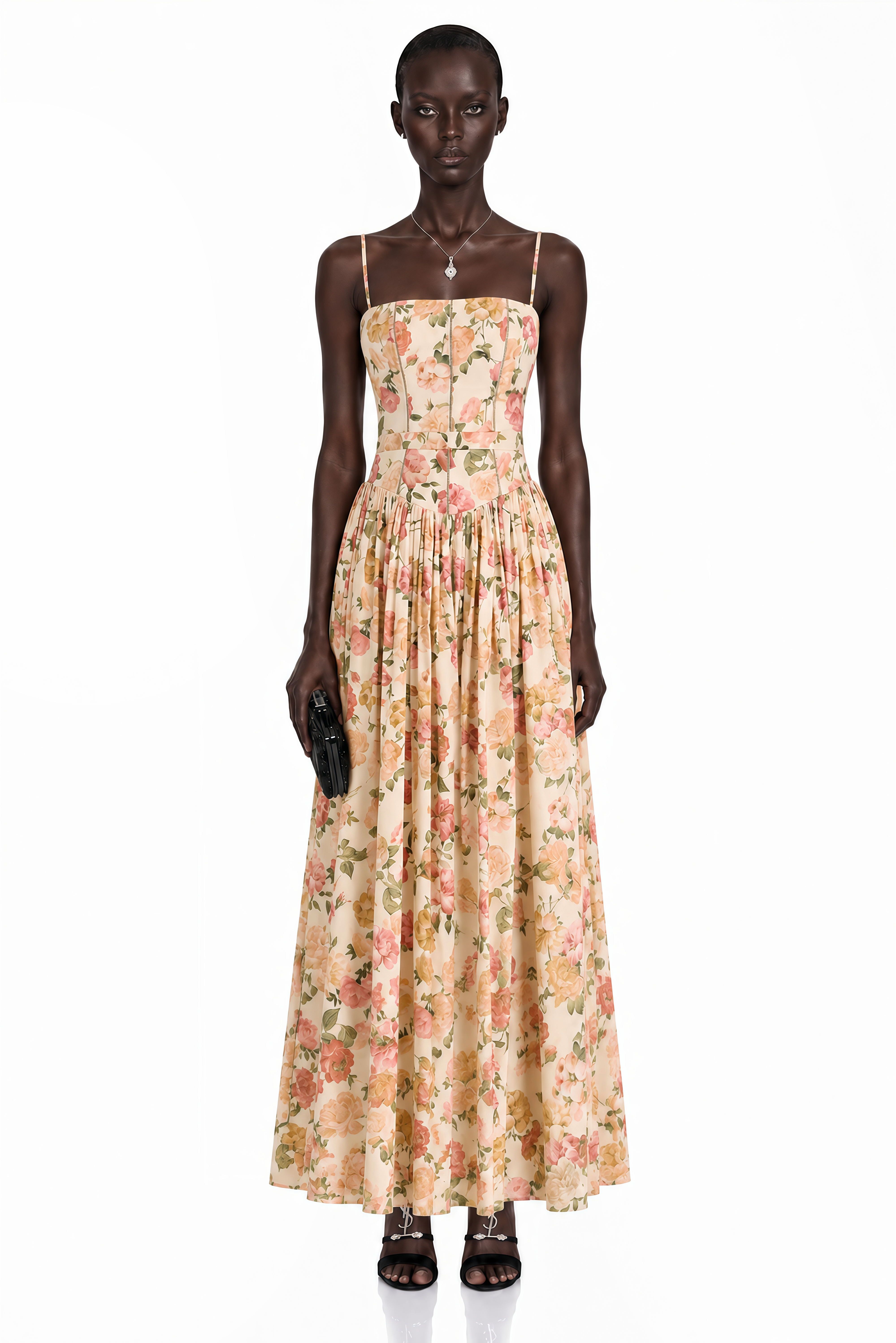Fleur Red Floral Print Maxi Dress