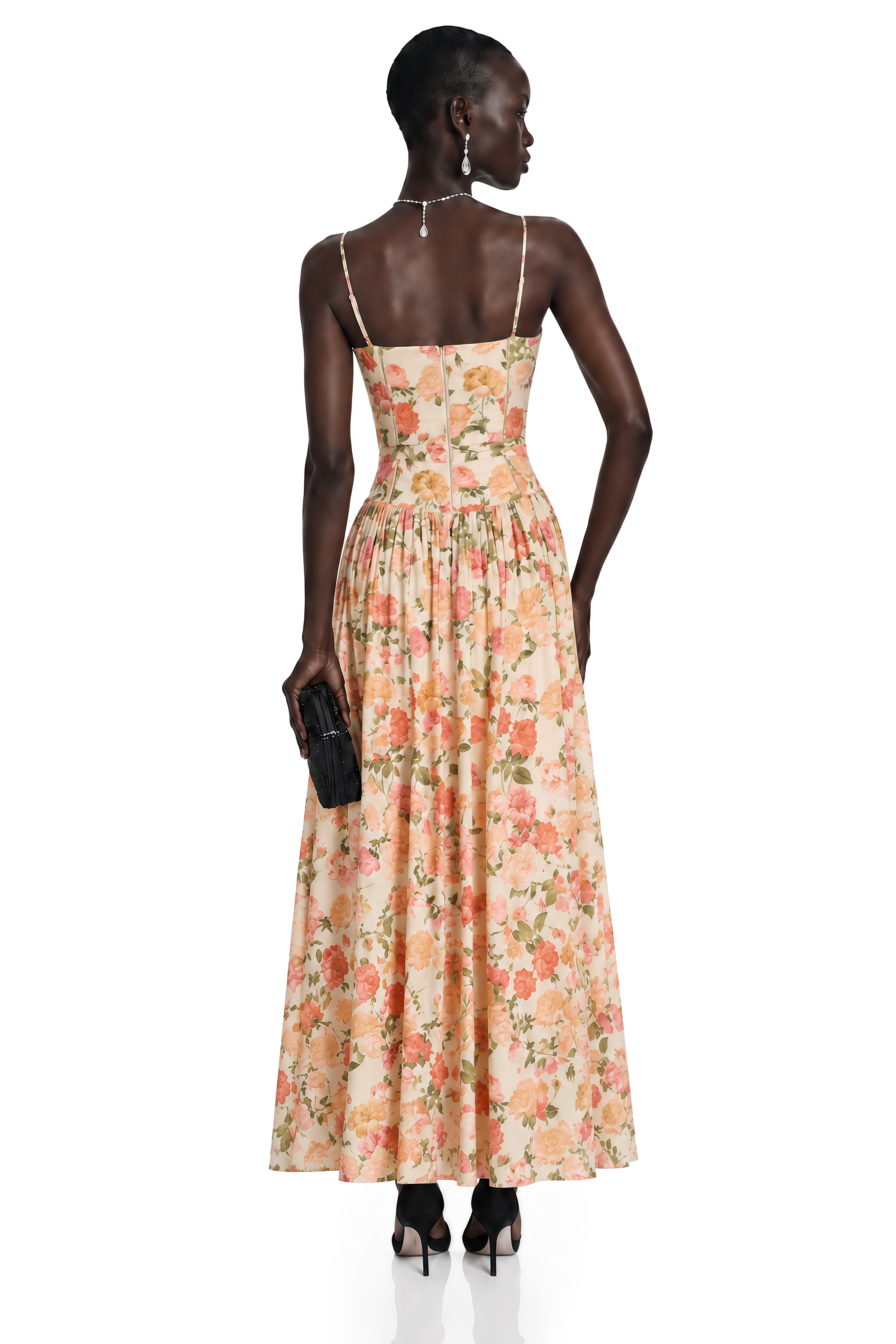 Fleur Red Floral Print Maxi Dress