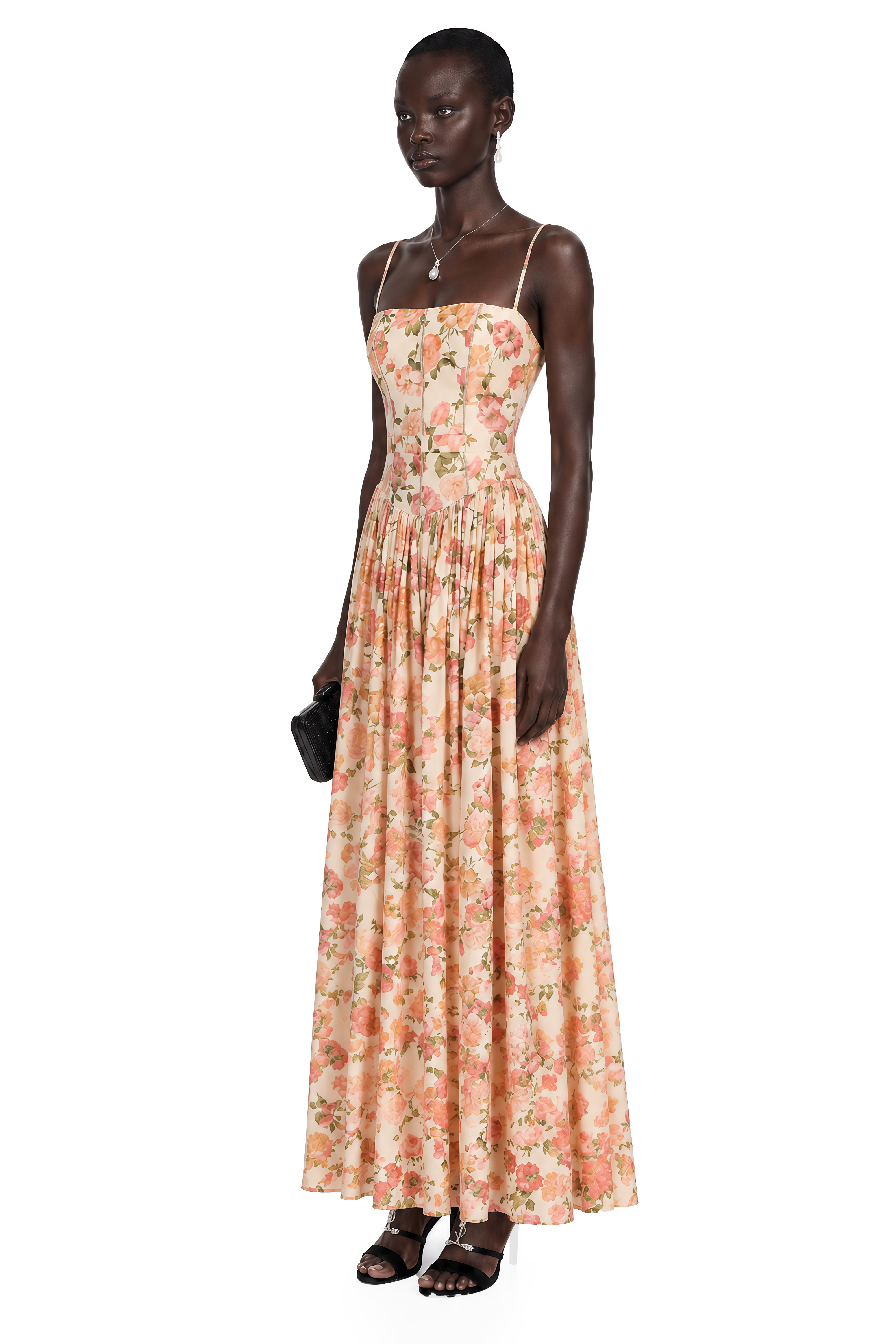 Fleur Red Floral Print Maxi Dress