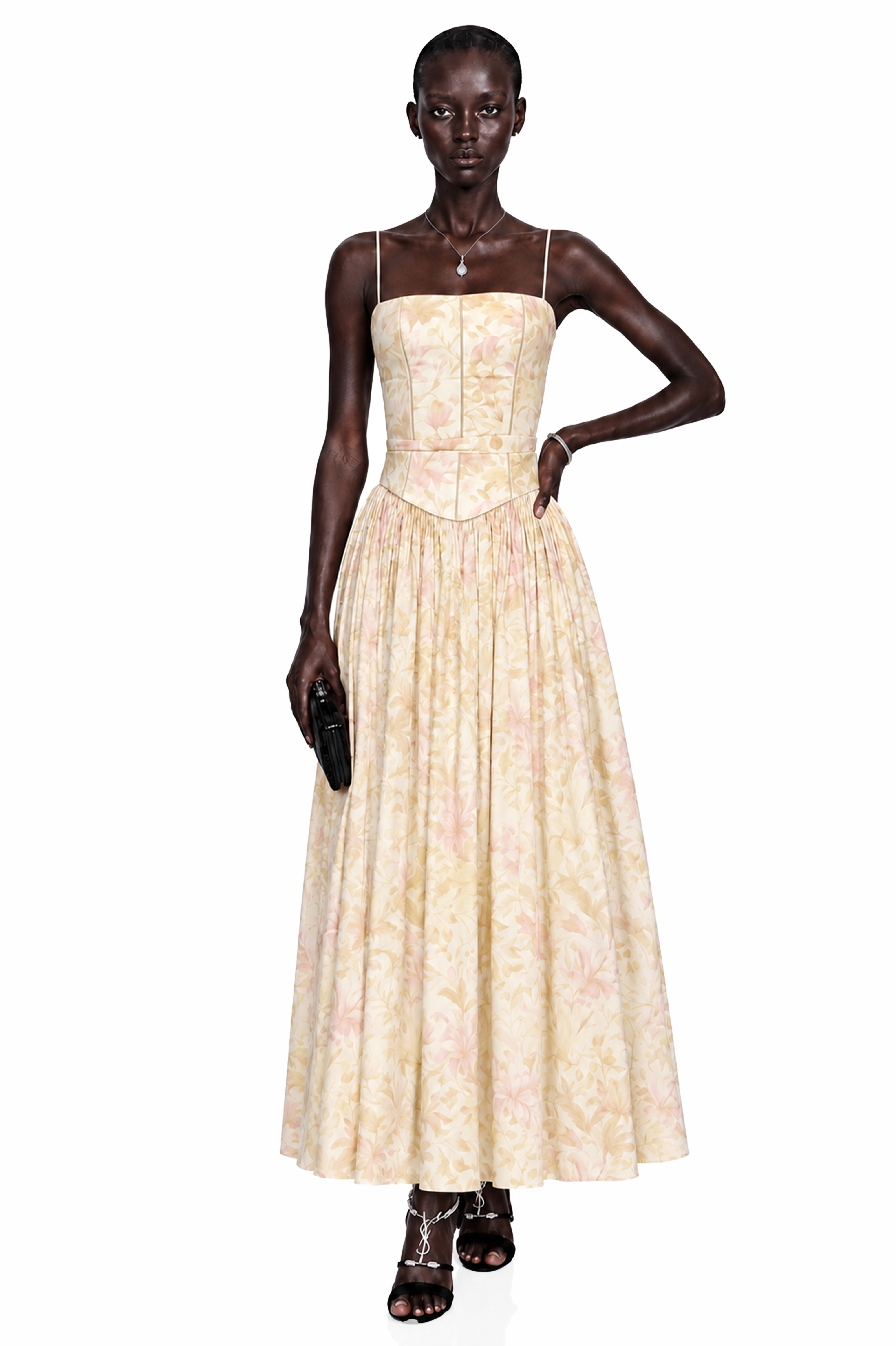 Fleur Yellow Floral Print Maxi Dress