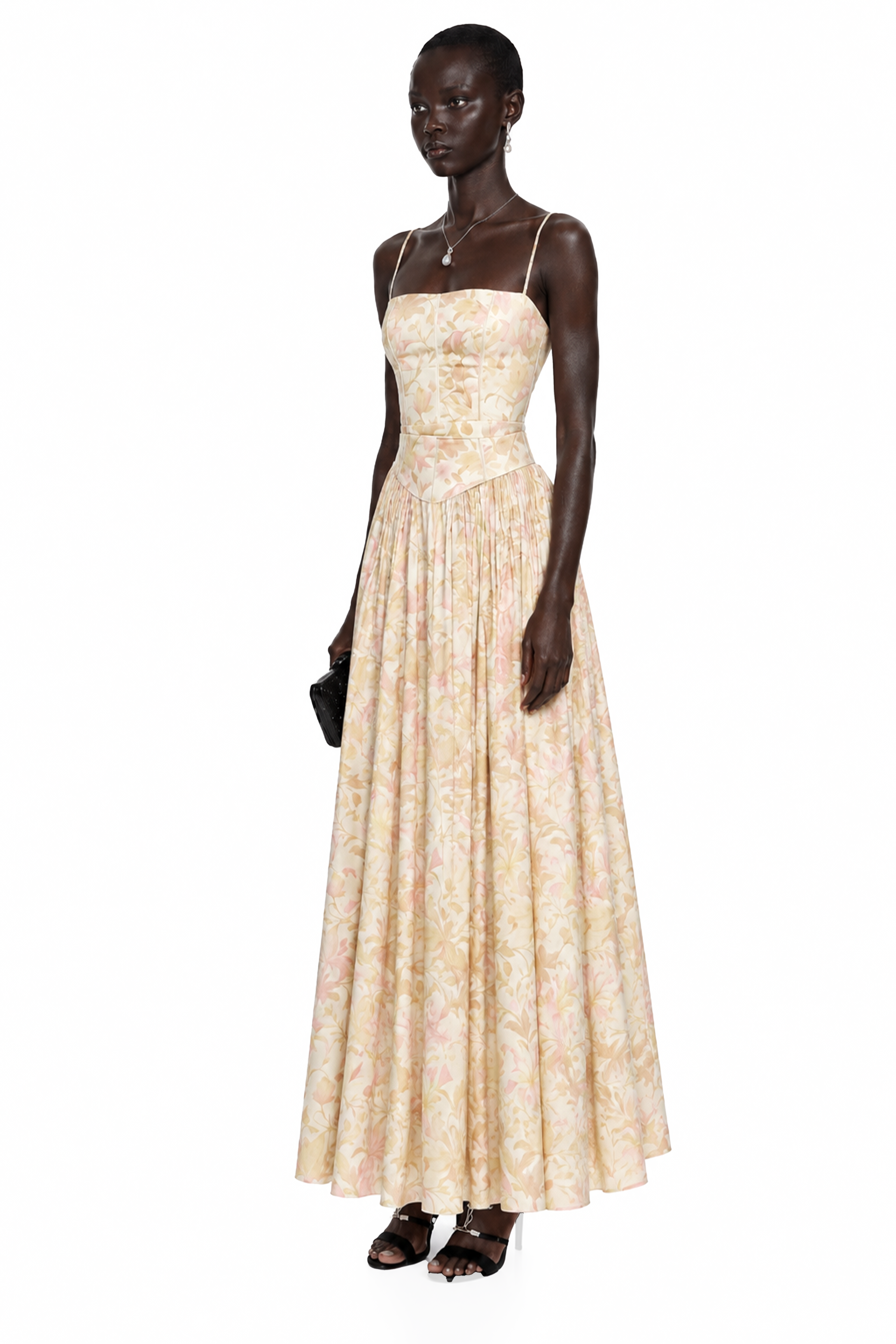 Fleur Yellow Floral Print Maxi Dress