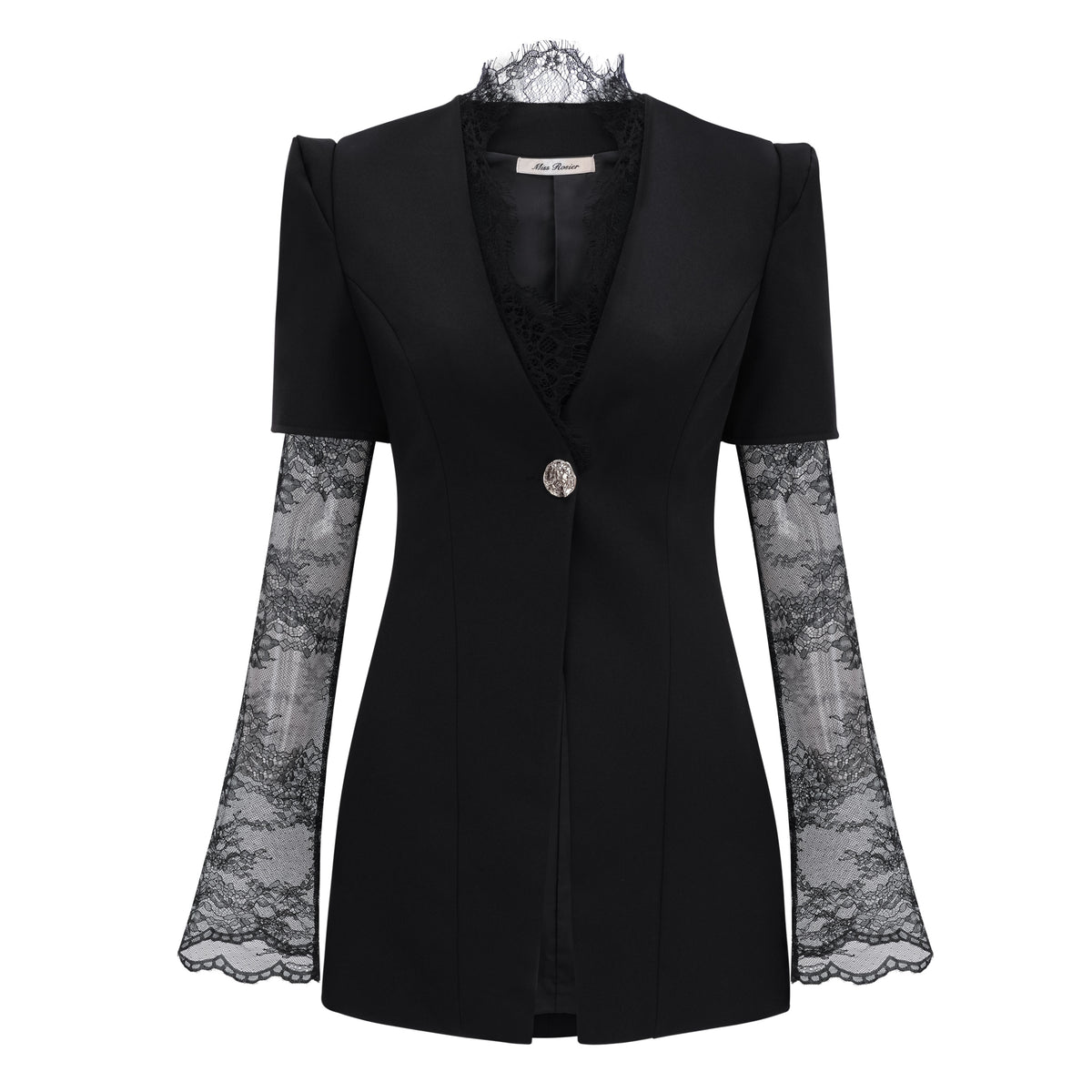 florbela black lace panel blazer & trouser set