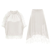 Florence White Lace Panel Top & Skirt Set