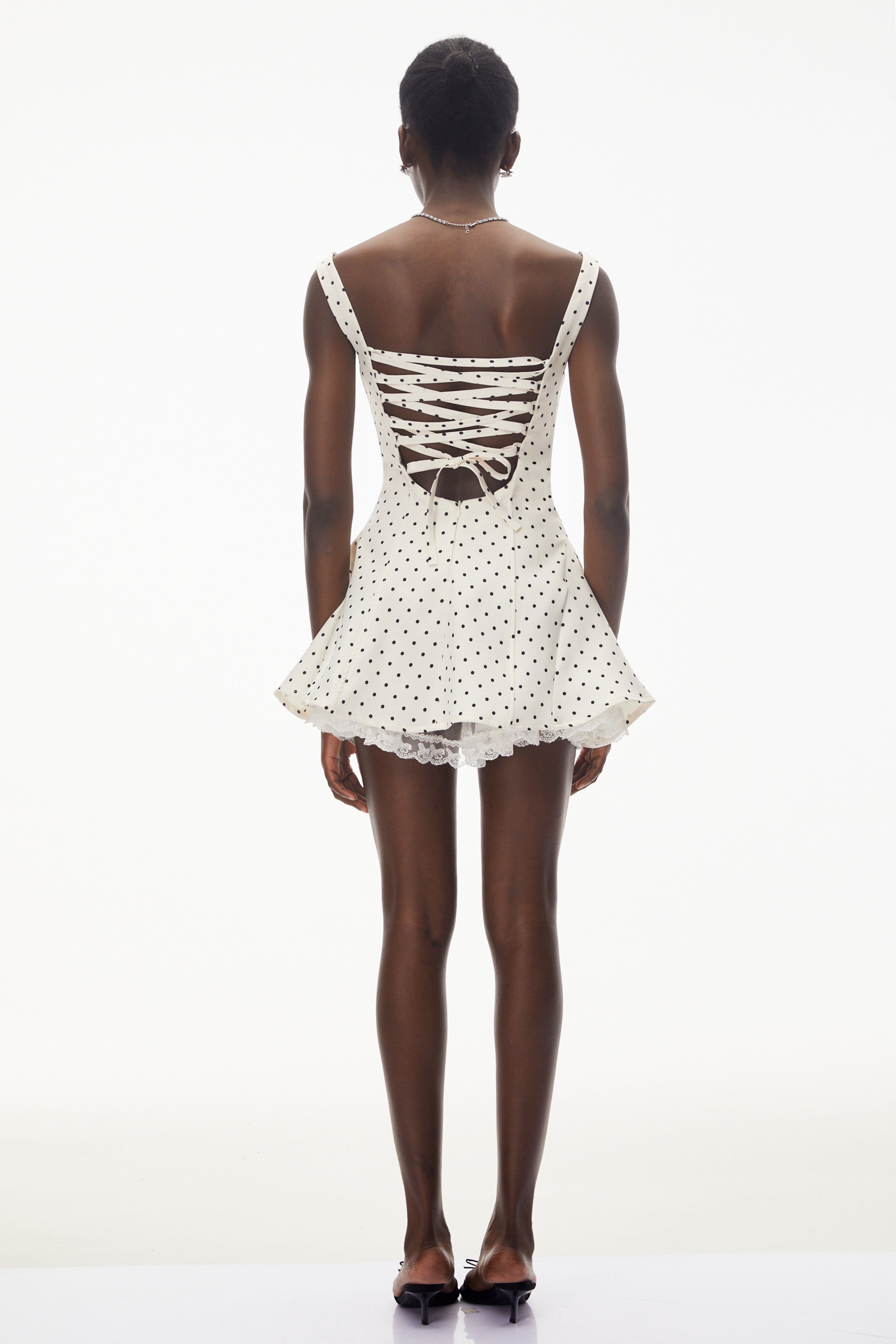 Florence White Polka Dot Mini Dress with Bow