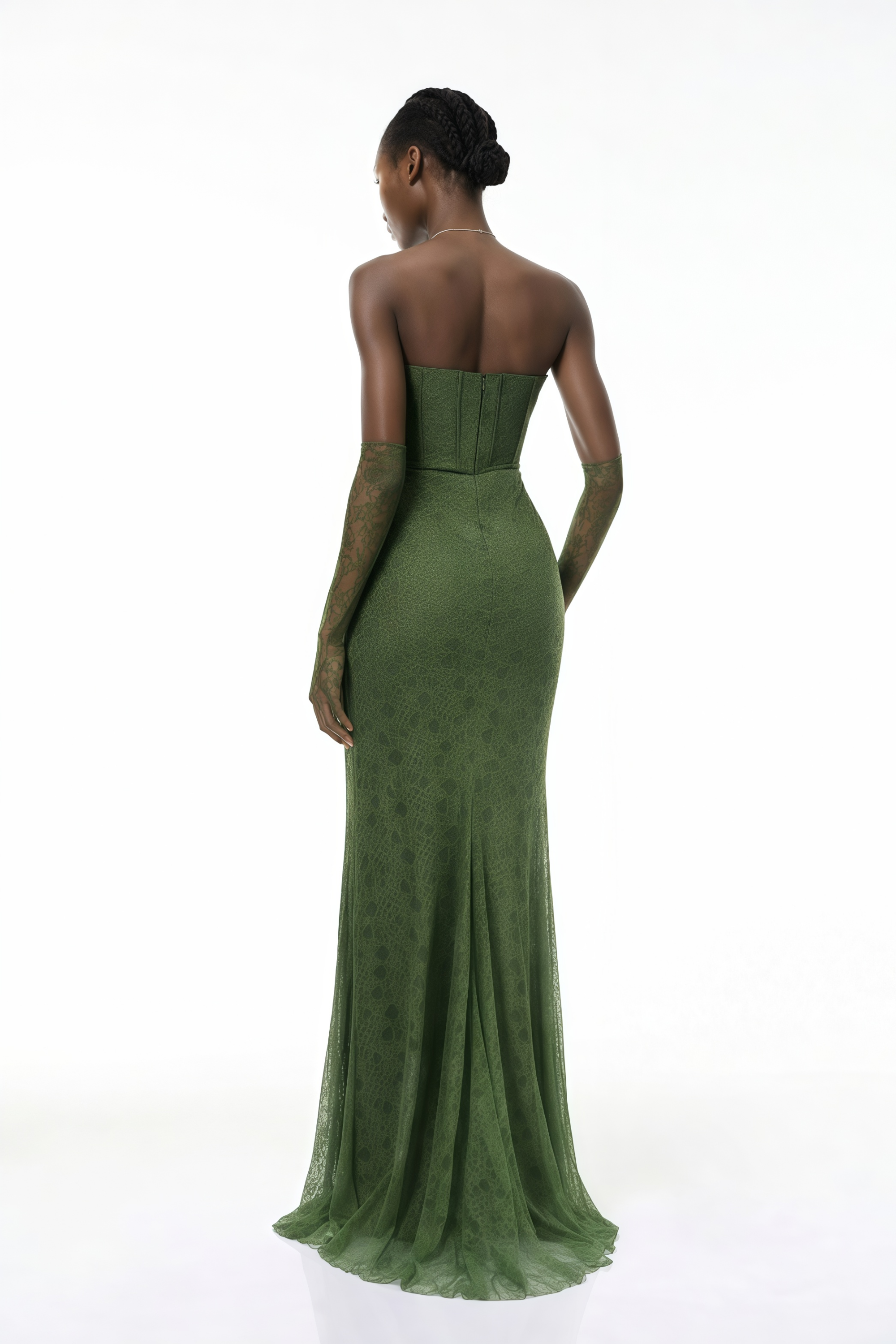 Franziska Green Embellished Corset Maxi Dress (Without Gloves) (Final Sale-US Only)