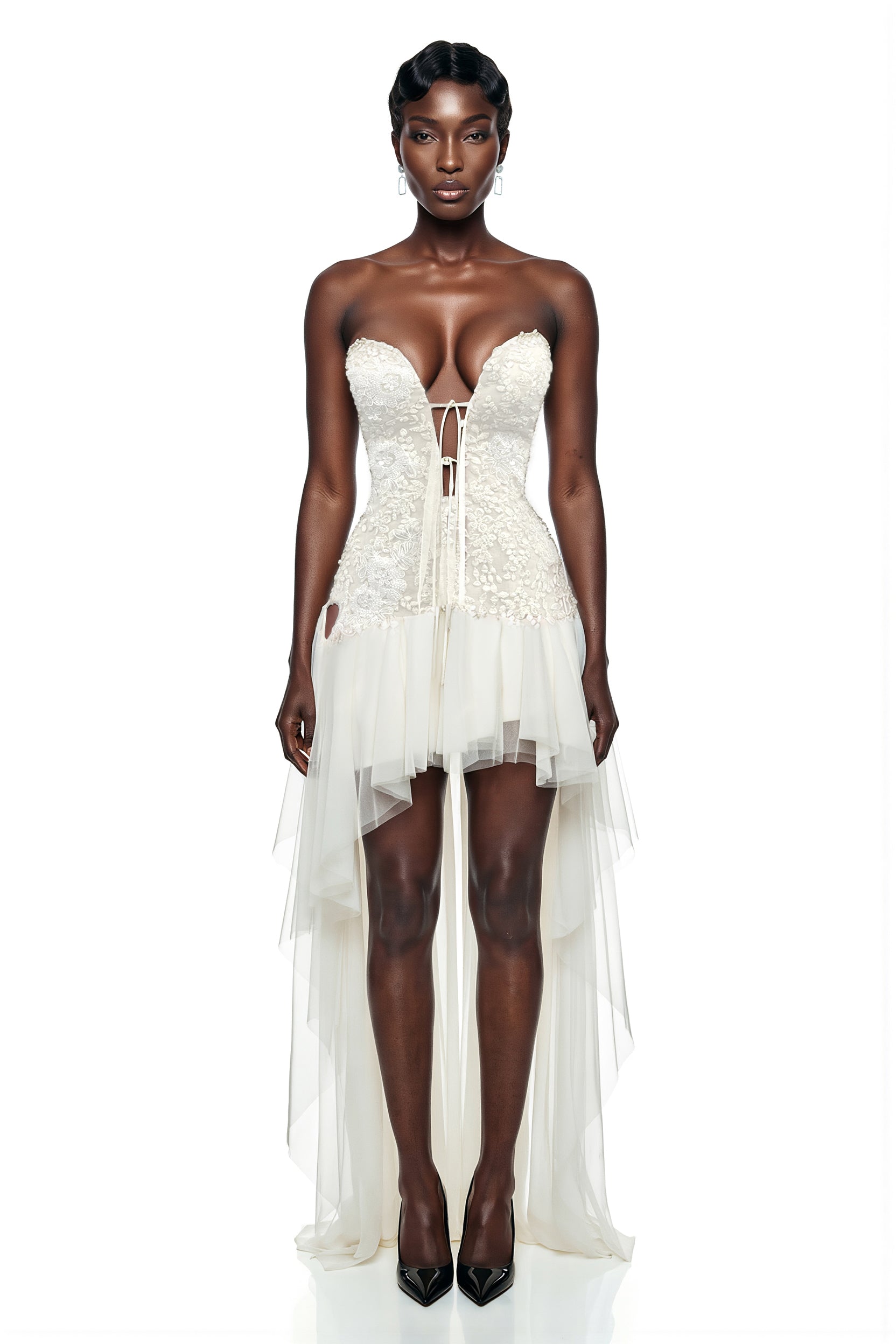 Fury Champagne Off Shoulder Embellished Tulle Maxi Dress