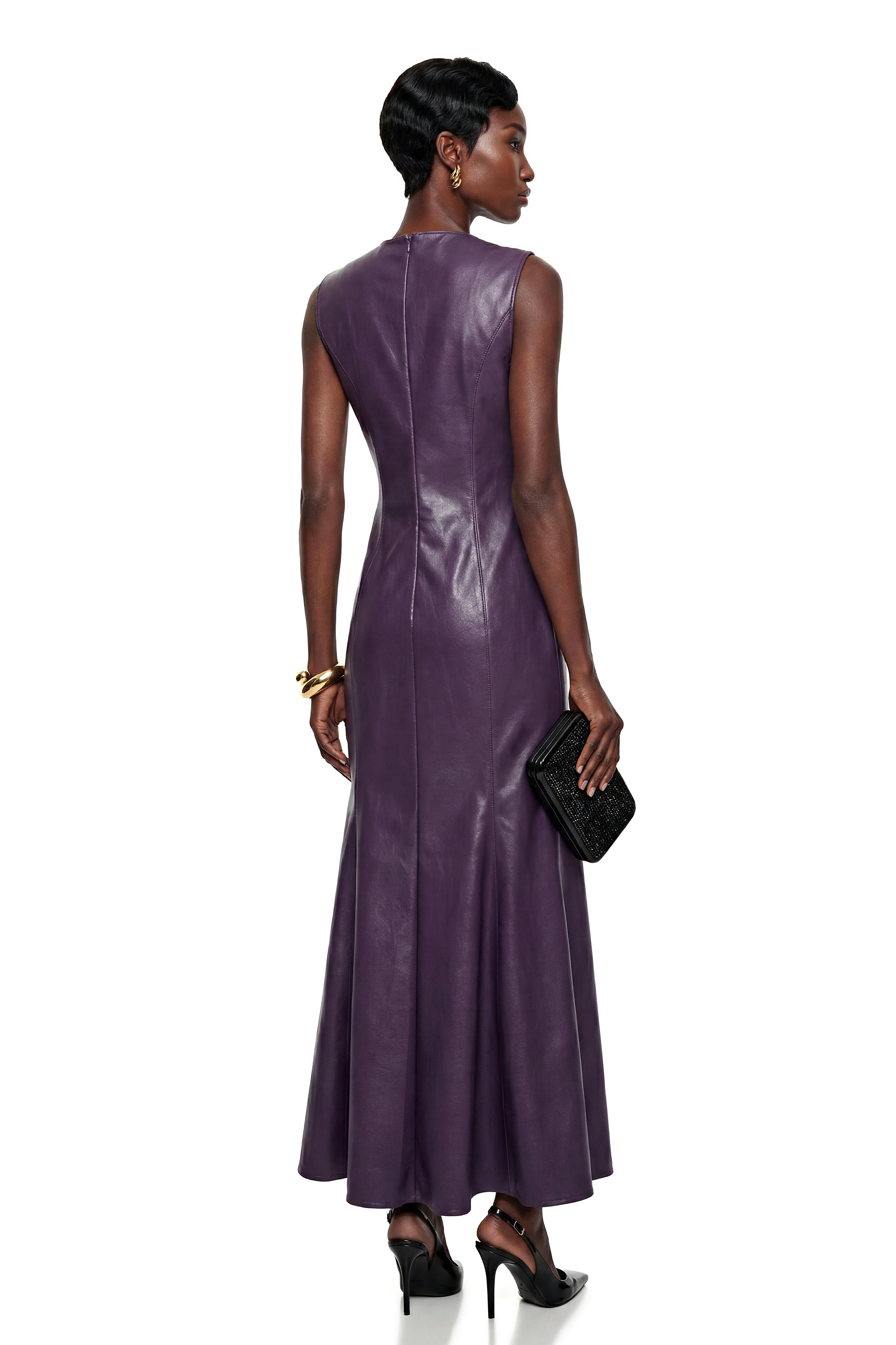 Gemma Purple V-Neck Fishtail Maxi Dress