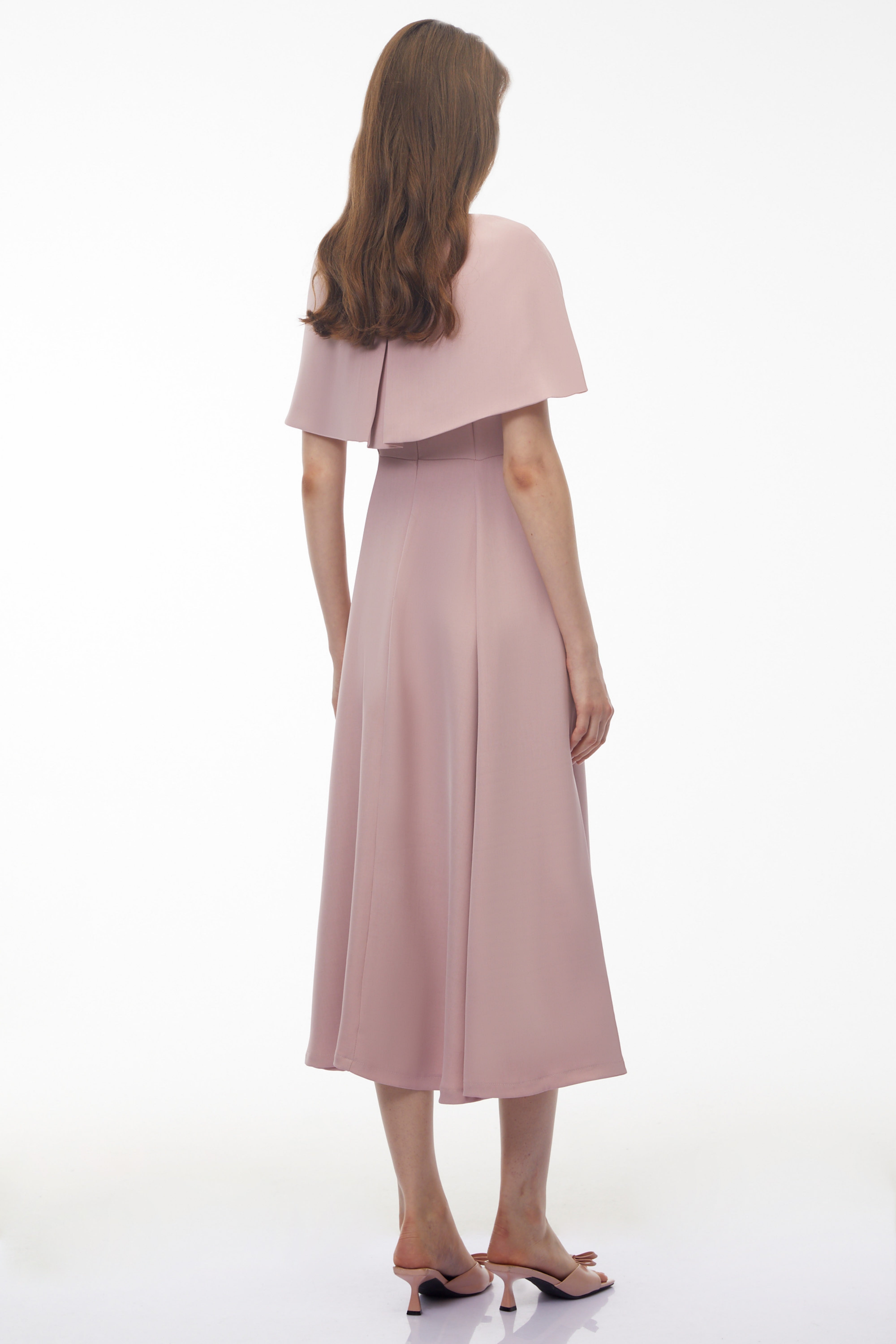 Giuliana Pink Solid Cape ＆ Midi Dress Set