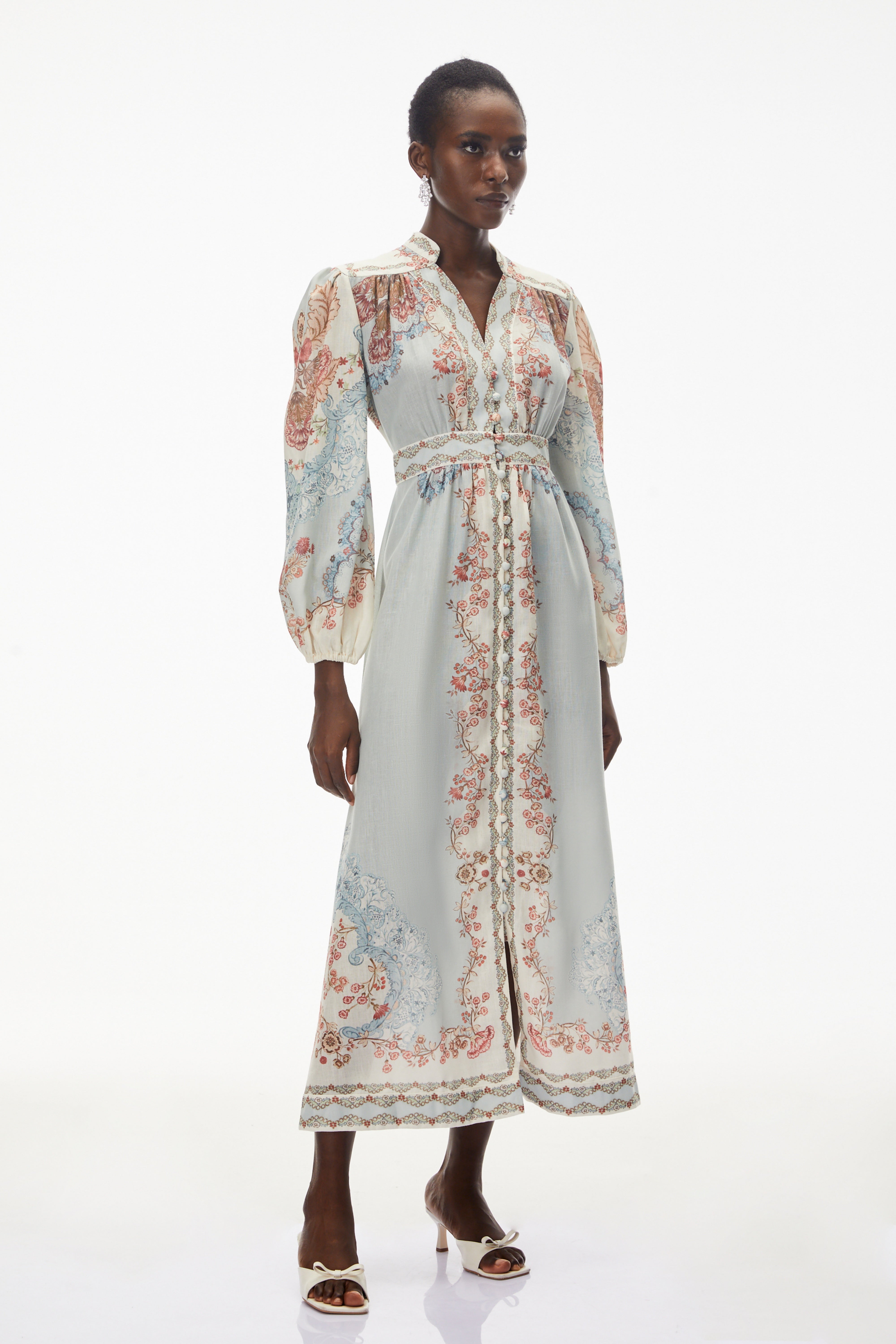 Grace Blue Floral Print Maxi Dress