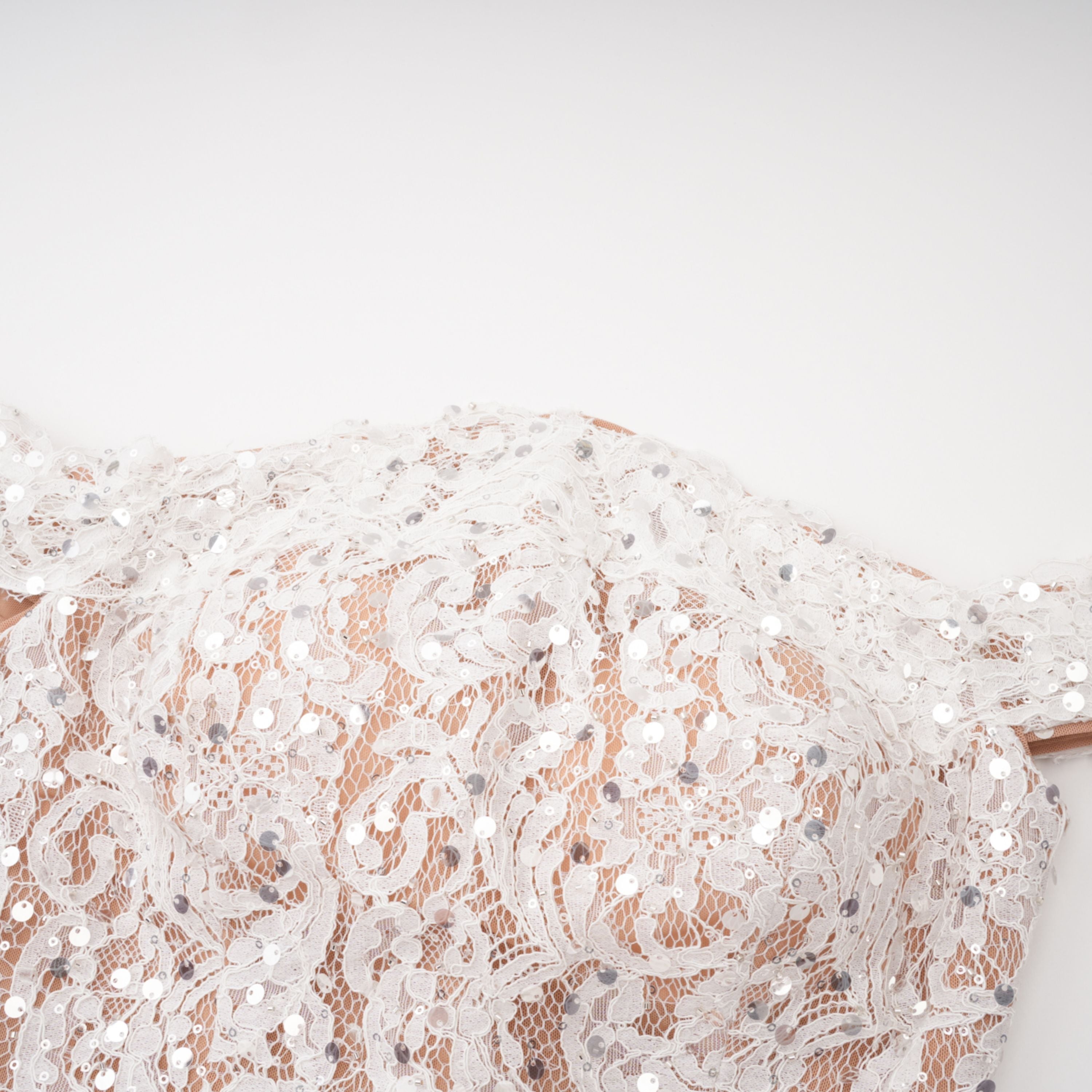 Grace White Satin Maxi Dress with Lace Panels (Final Sale-US Only)