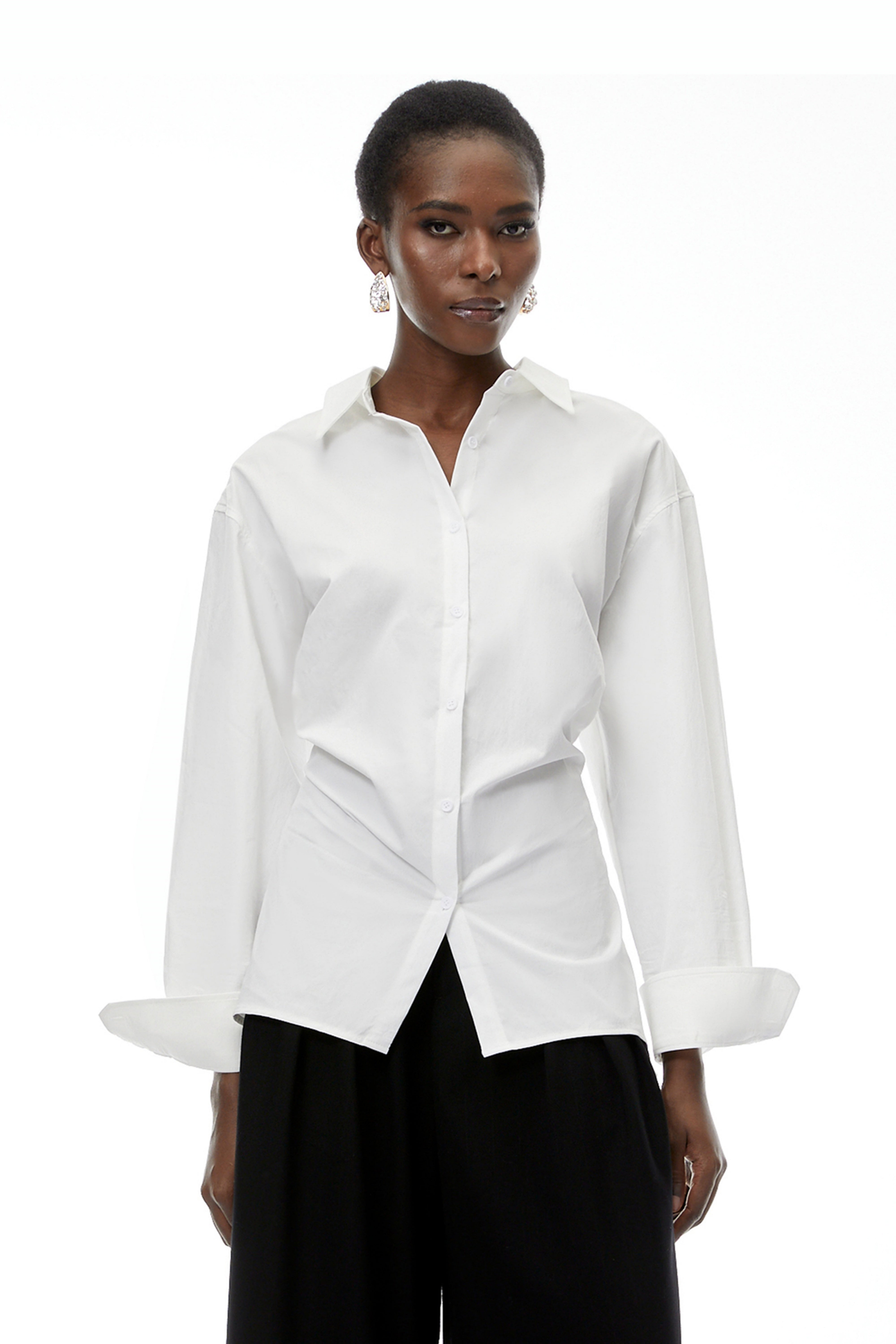 Gracie White Cinched Waist Shirt