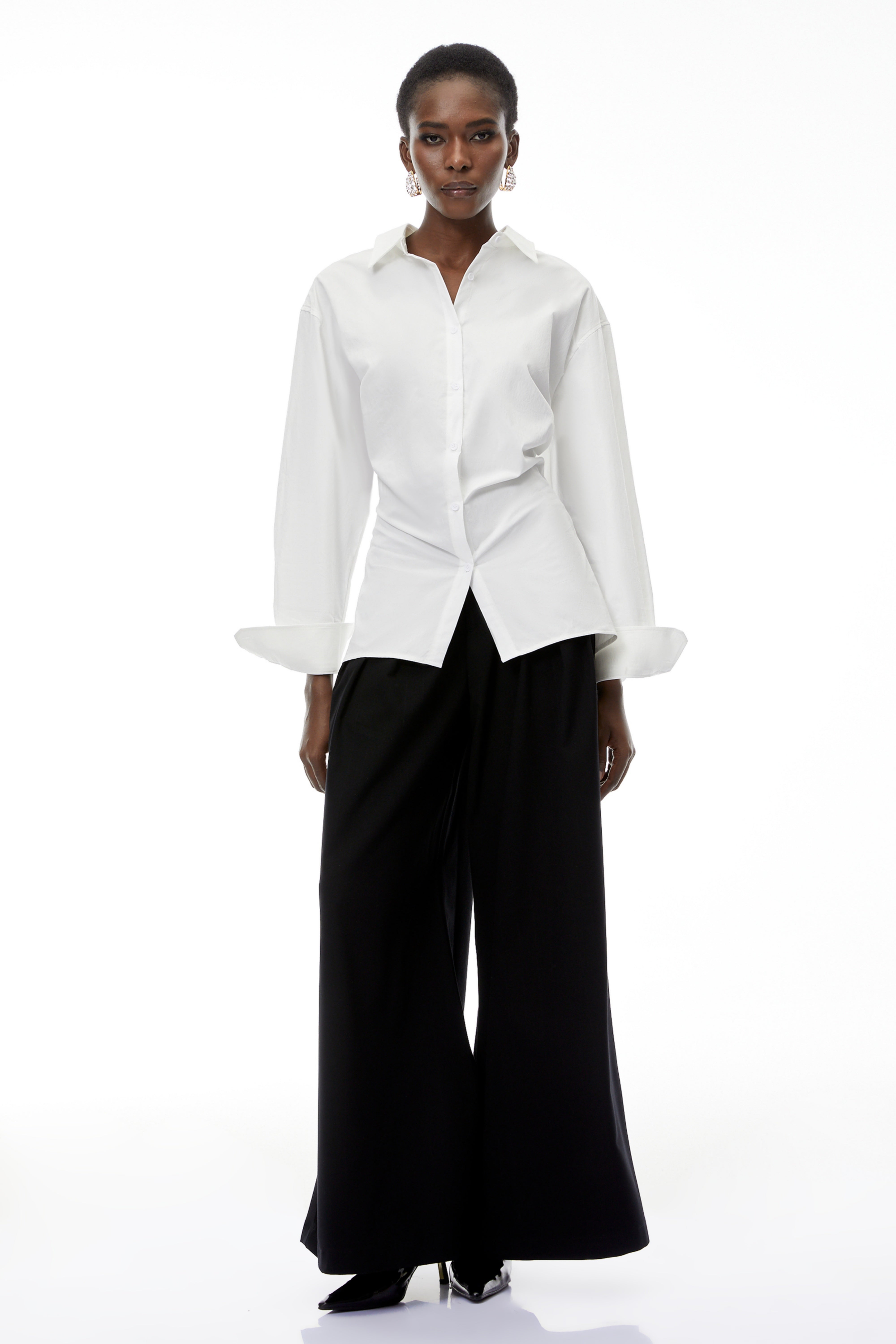 Gracie White Cinched Waist Shirt