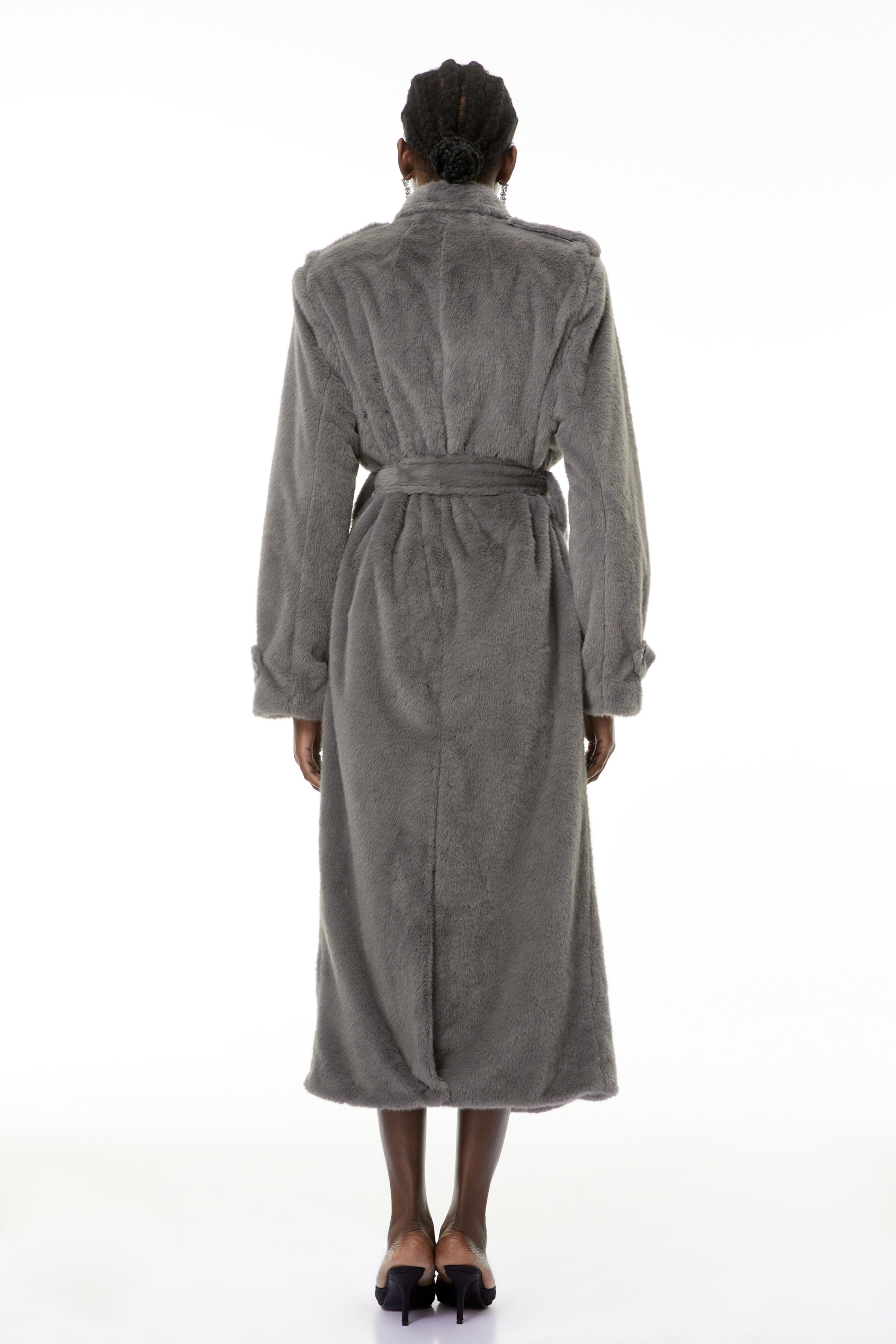Gugulethu Grey Faux Fur Long Coat