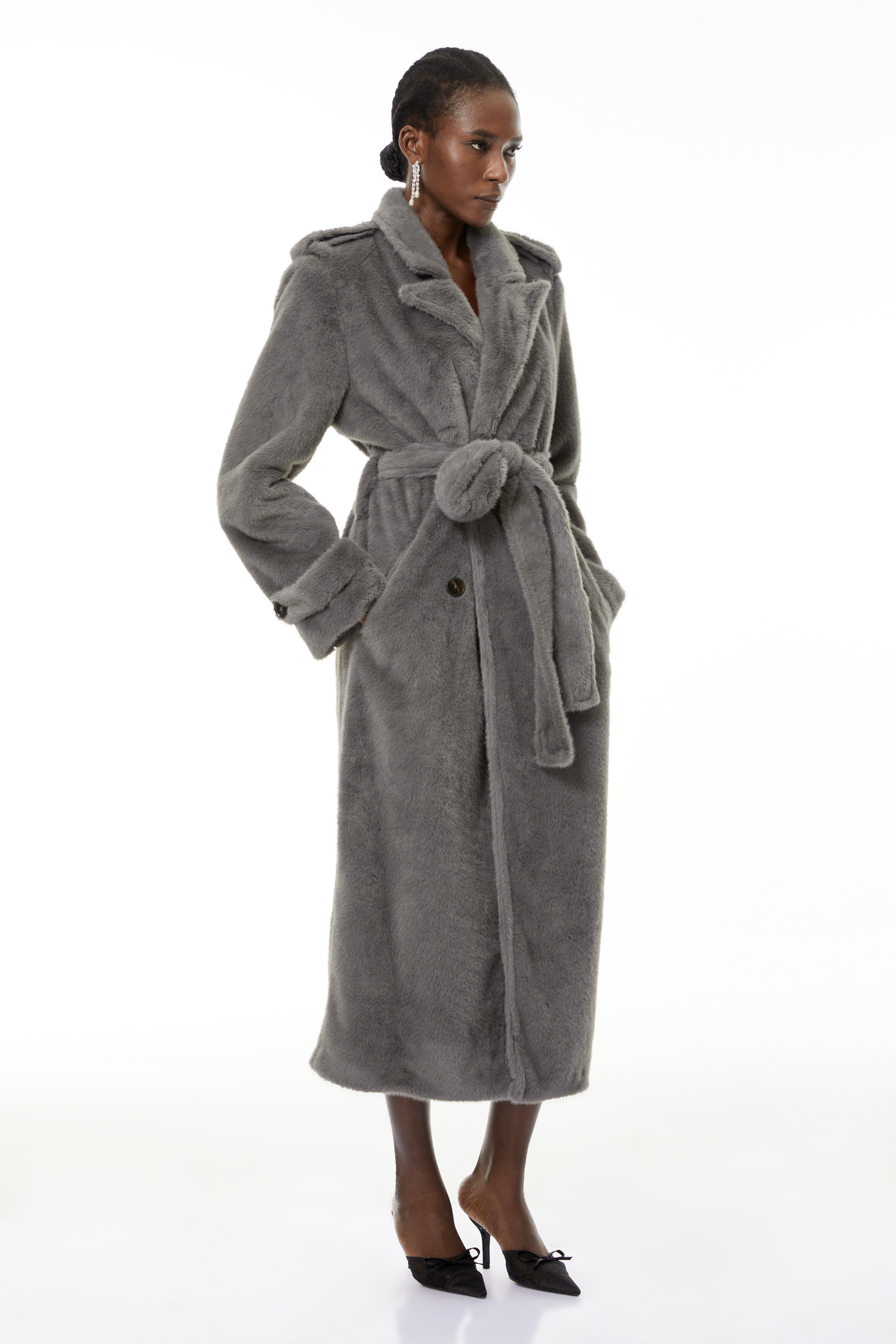 Gugulethu Grey Faux Fur Long Coat (Final Sale)