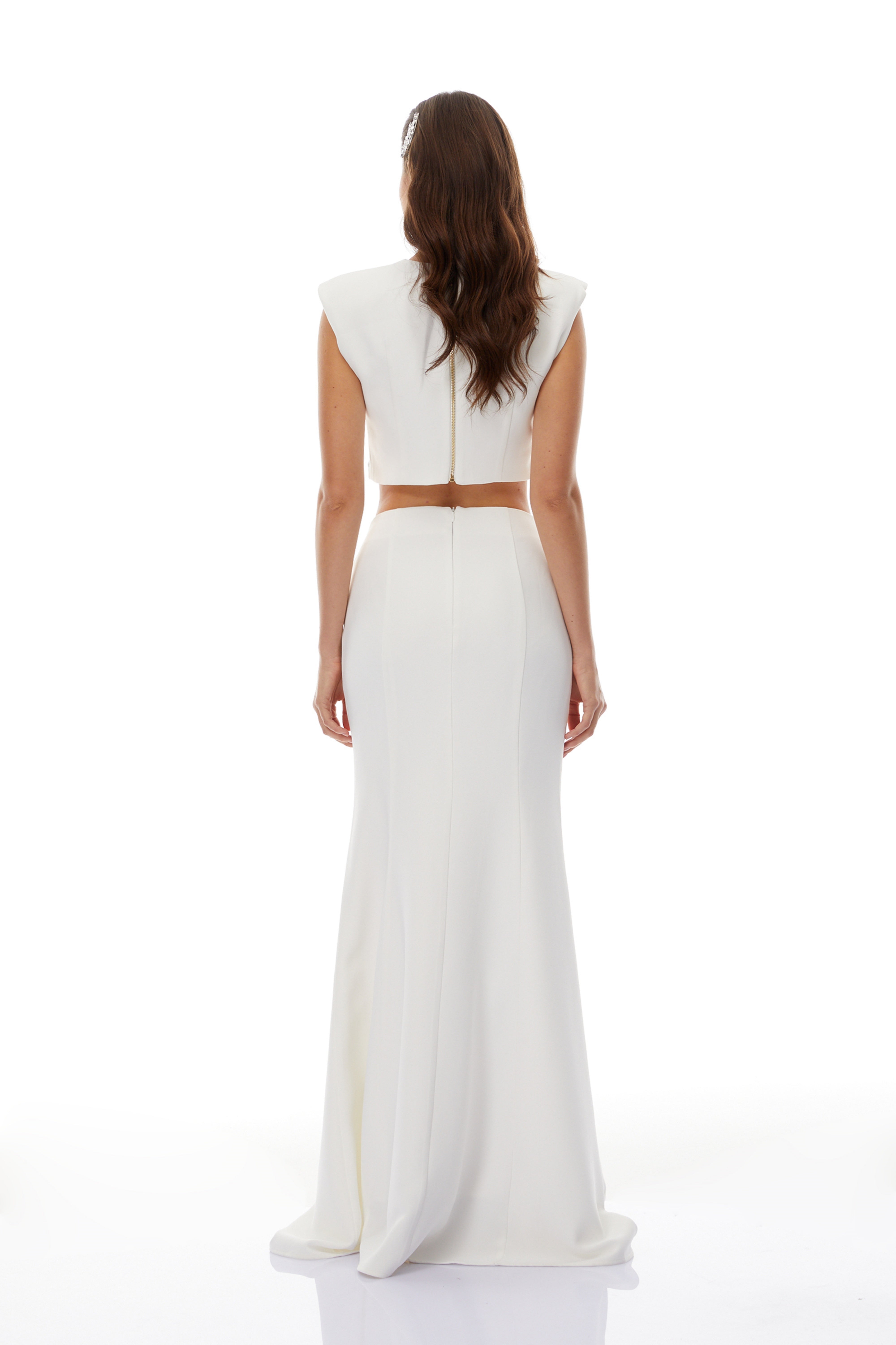 Gundula White Embellished Top & Skirt Set