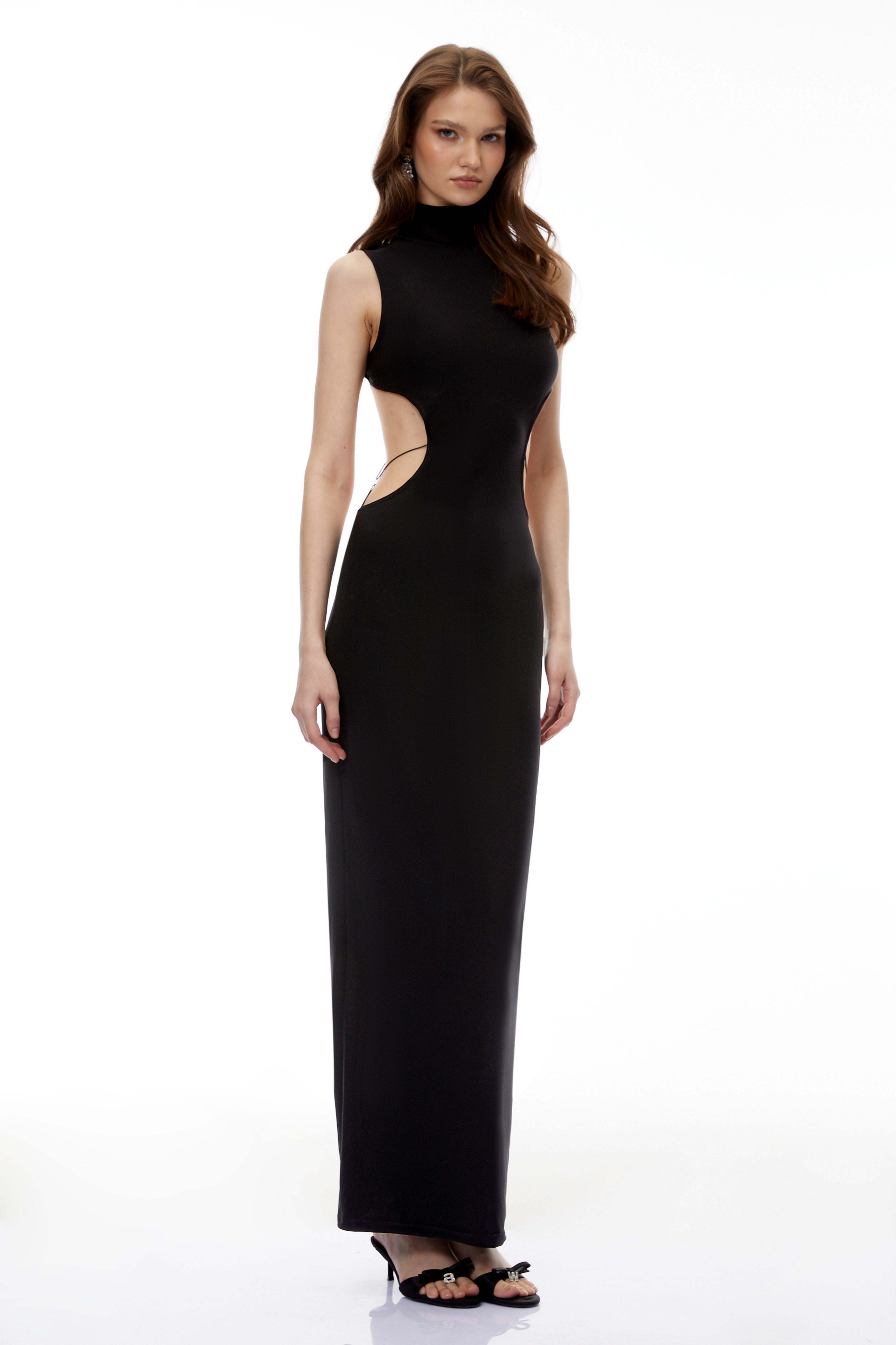 Gwendolen Black Cut-Out Open Back Maxi Dress