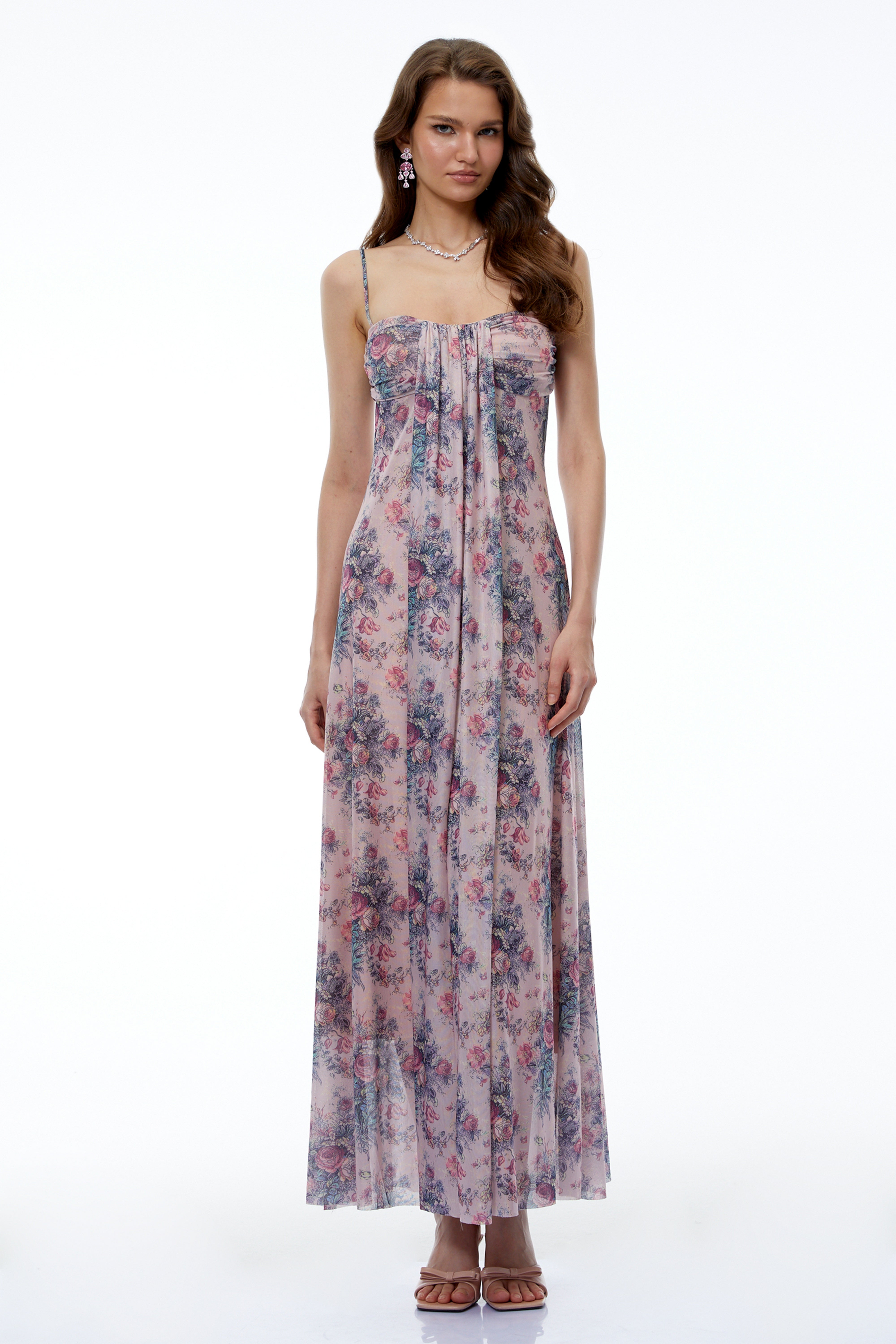 Hahana Pink Floral Print Sweetheart Maxi Dress