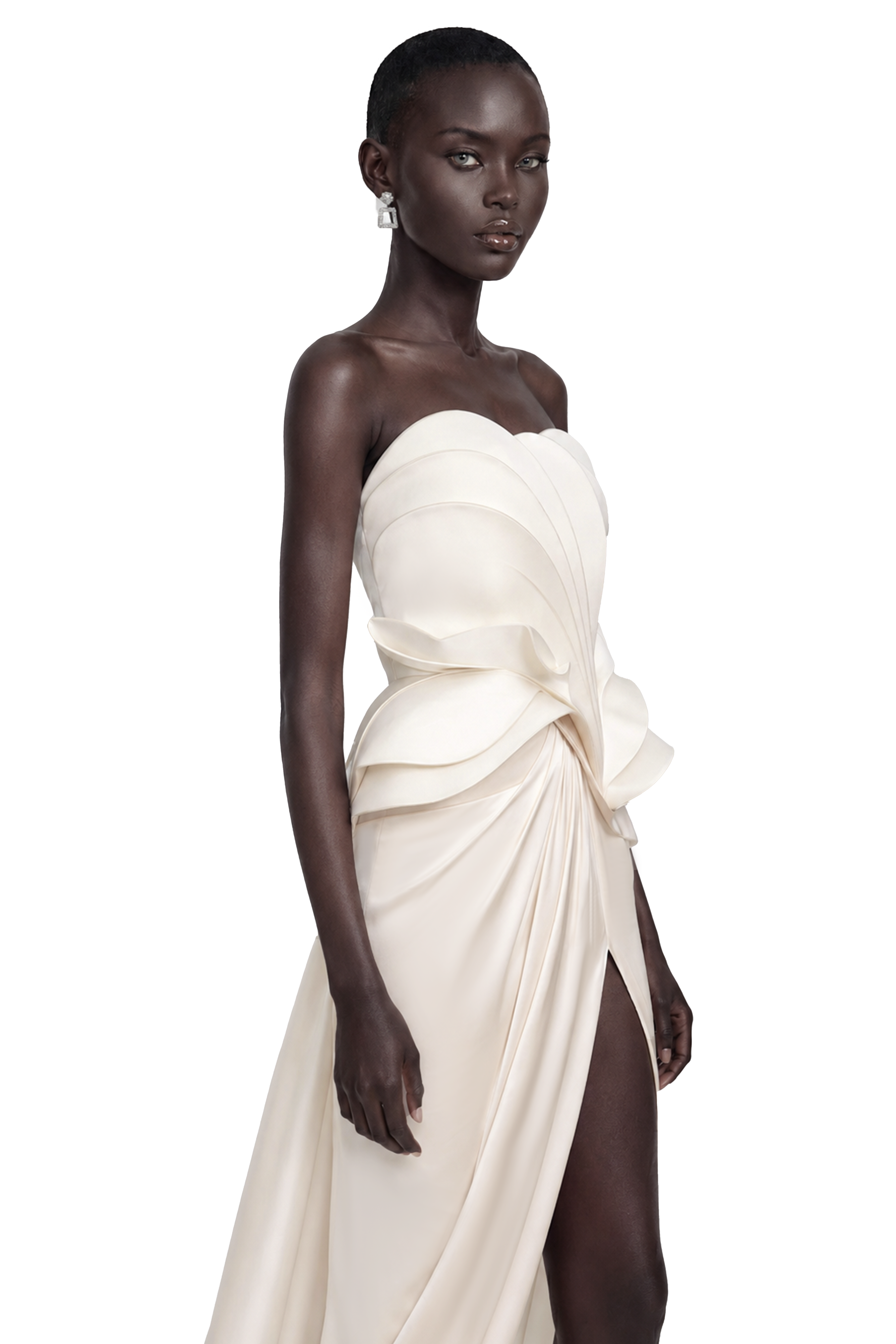 Harper White Off Shoulder Ruffled Maxi Dress with Slit