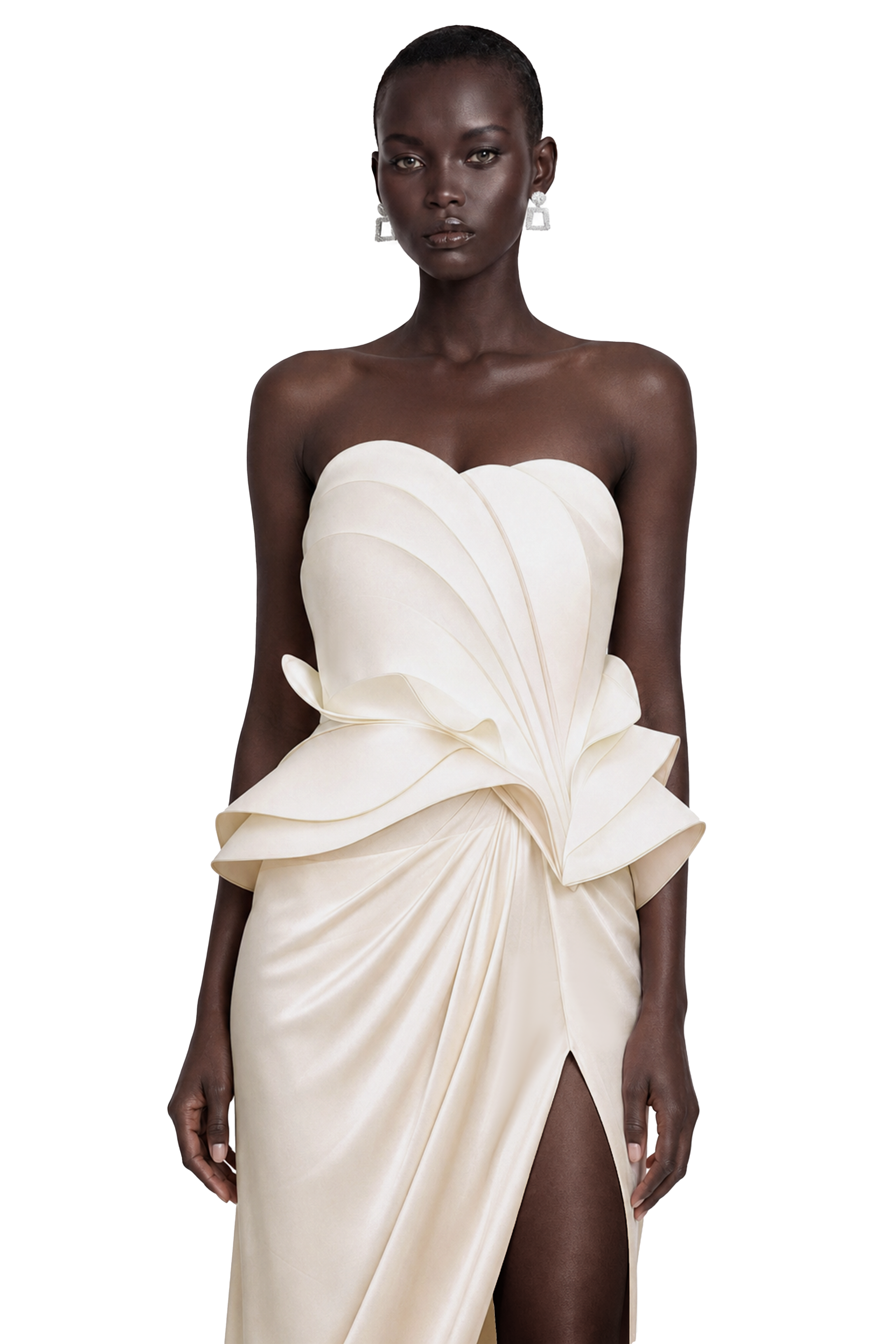 Harper White Off Shoulder Ruffled Maxi Dress with Slit