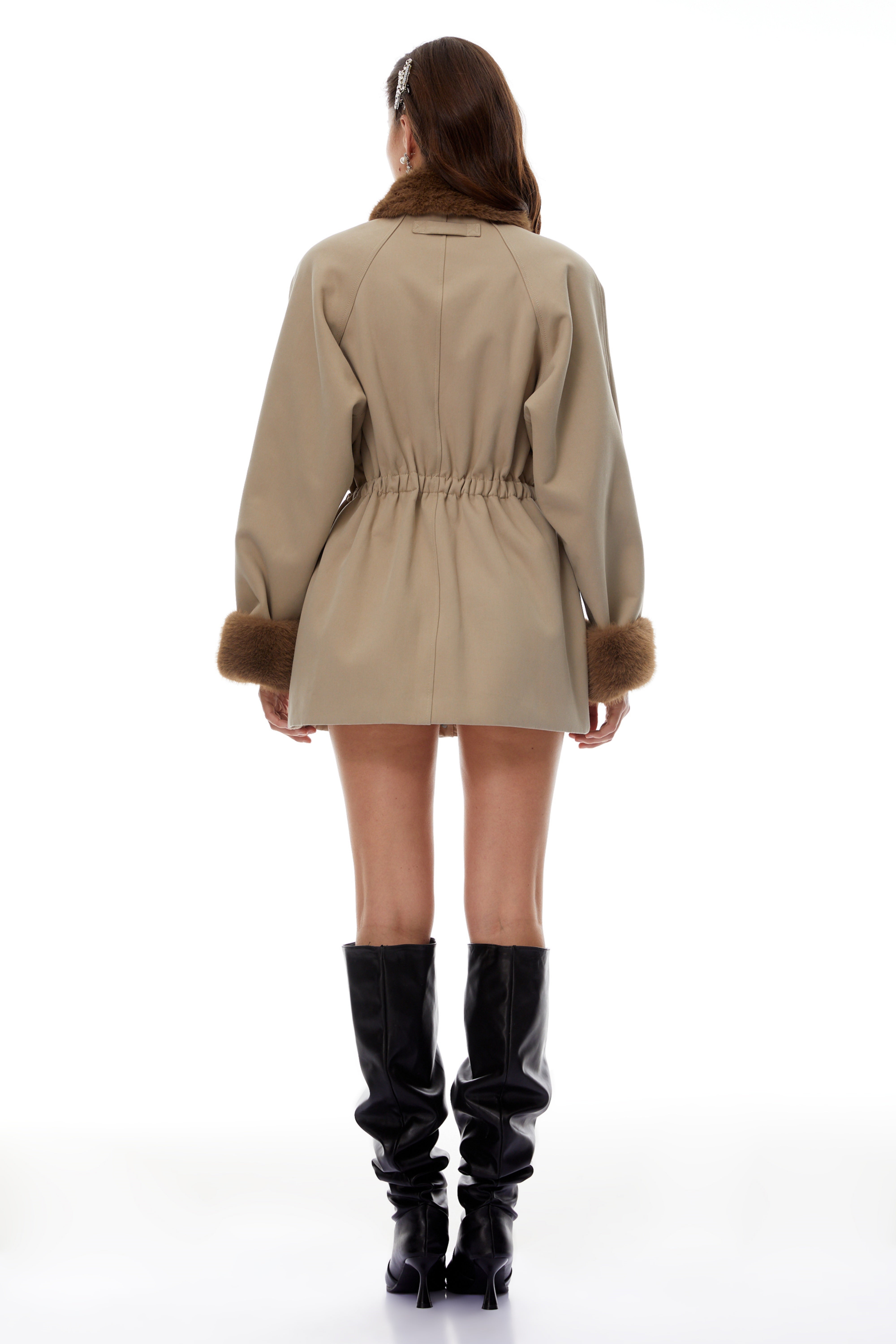 Haven Neutral Faux-Fur Trim Balmoral Jacket (Final Sale-US Only)