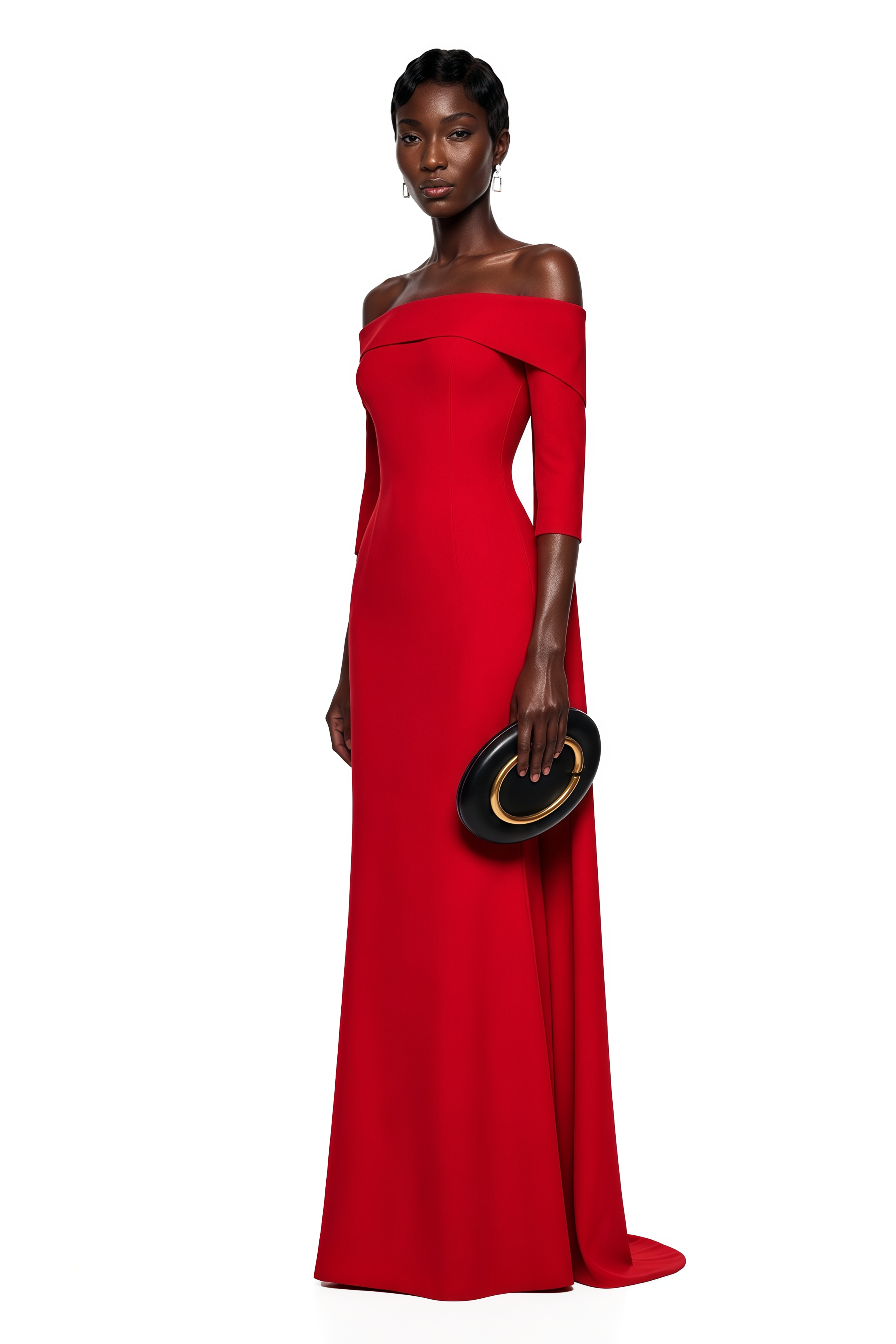 Havva Red Maxi Dress with Cape Sleeves