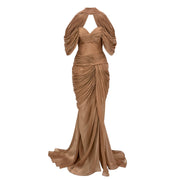 Hazel Gold Asymmetrical Draped Maxi Dress