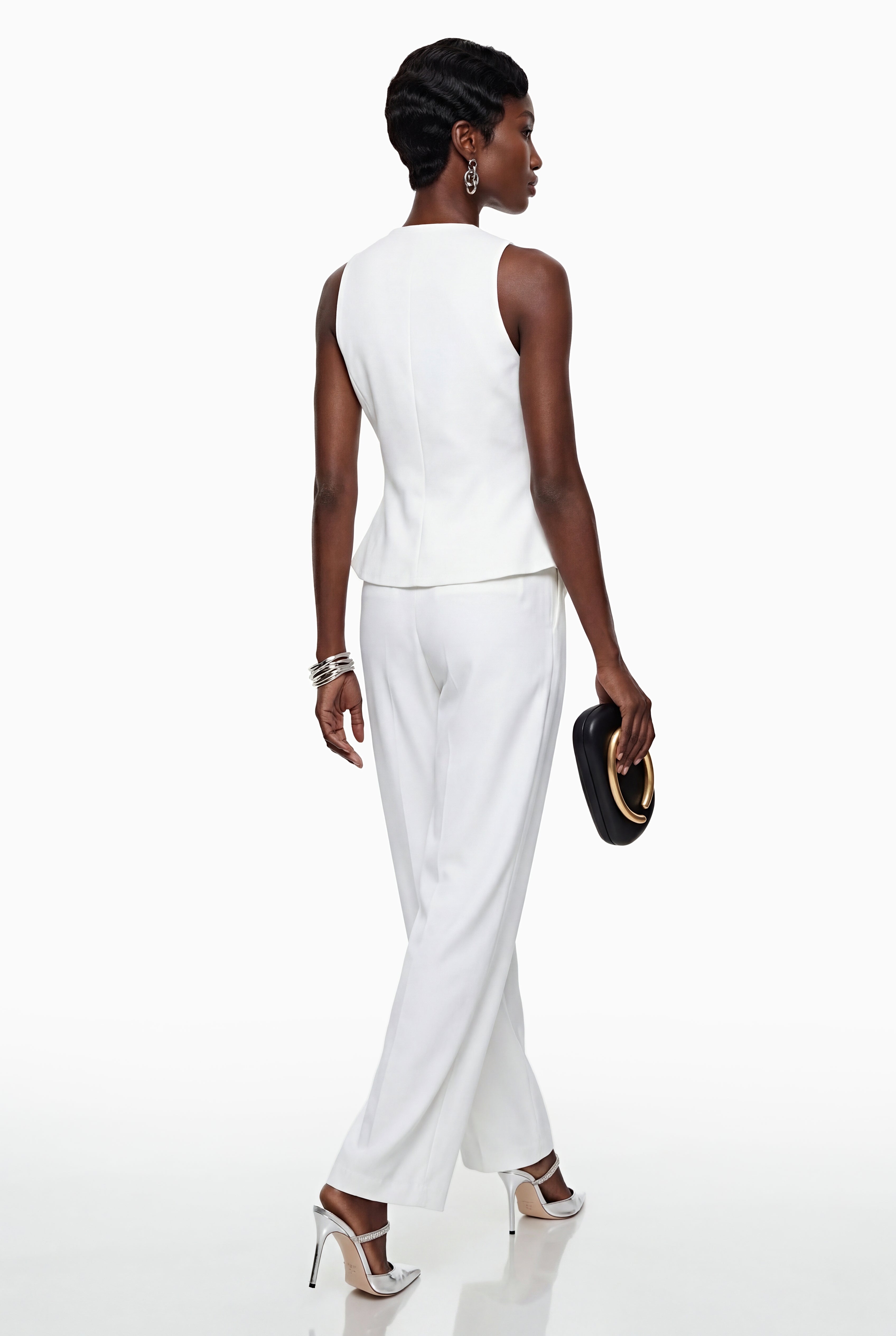 Heidi White Sleeveless Vest & Trousers Set