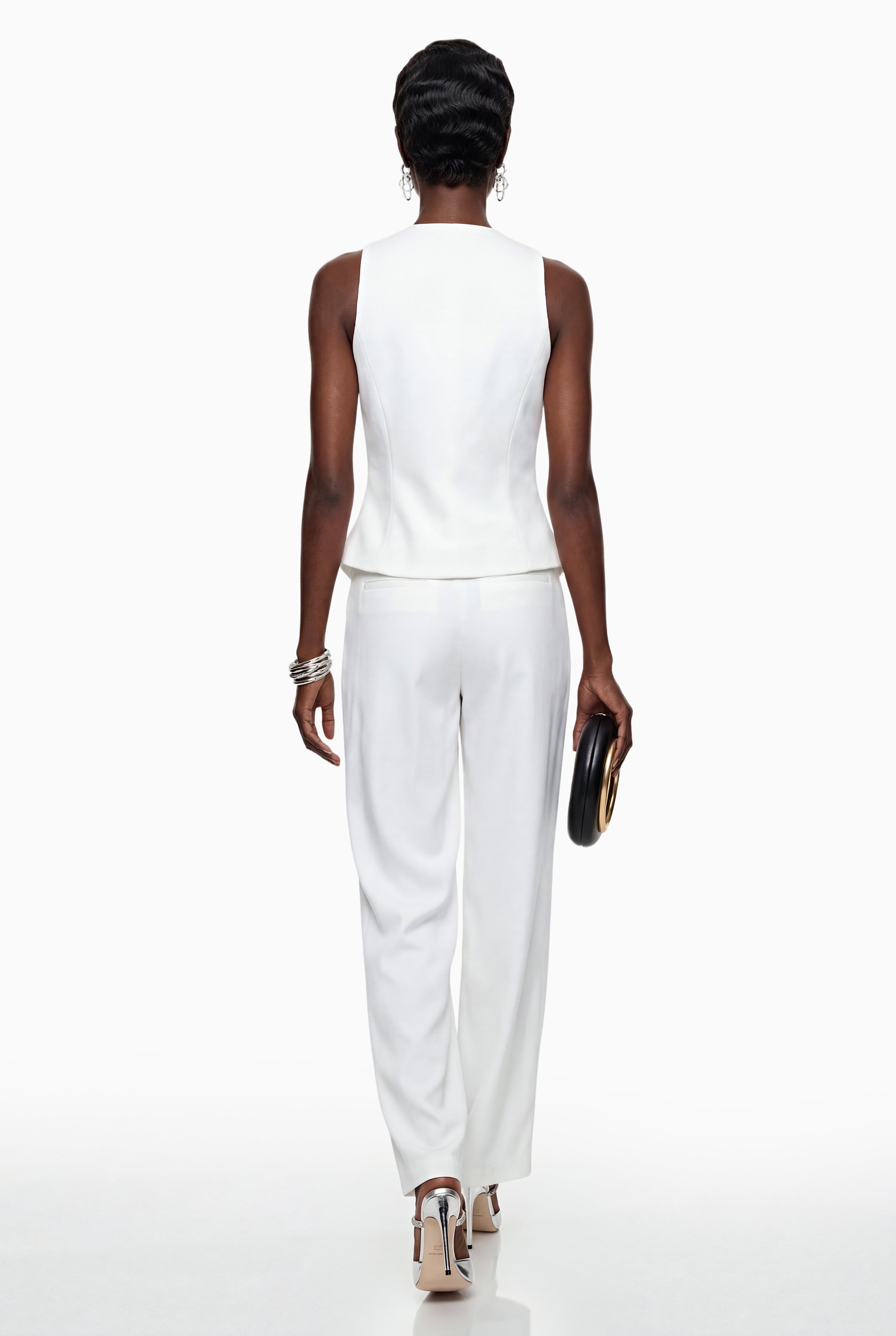 Heidi White Sleeveless Vest & Trousers Set