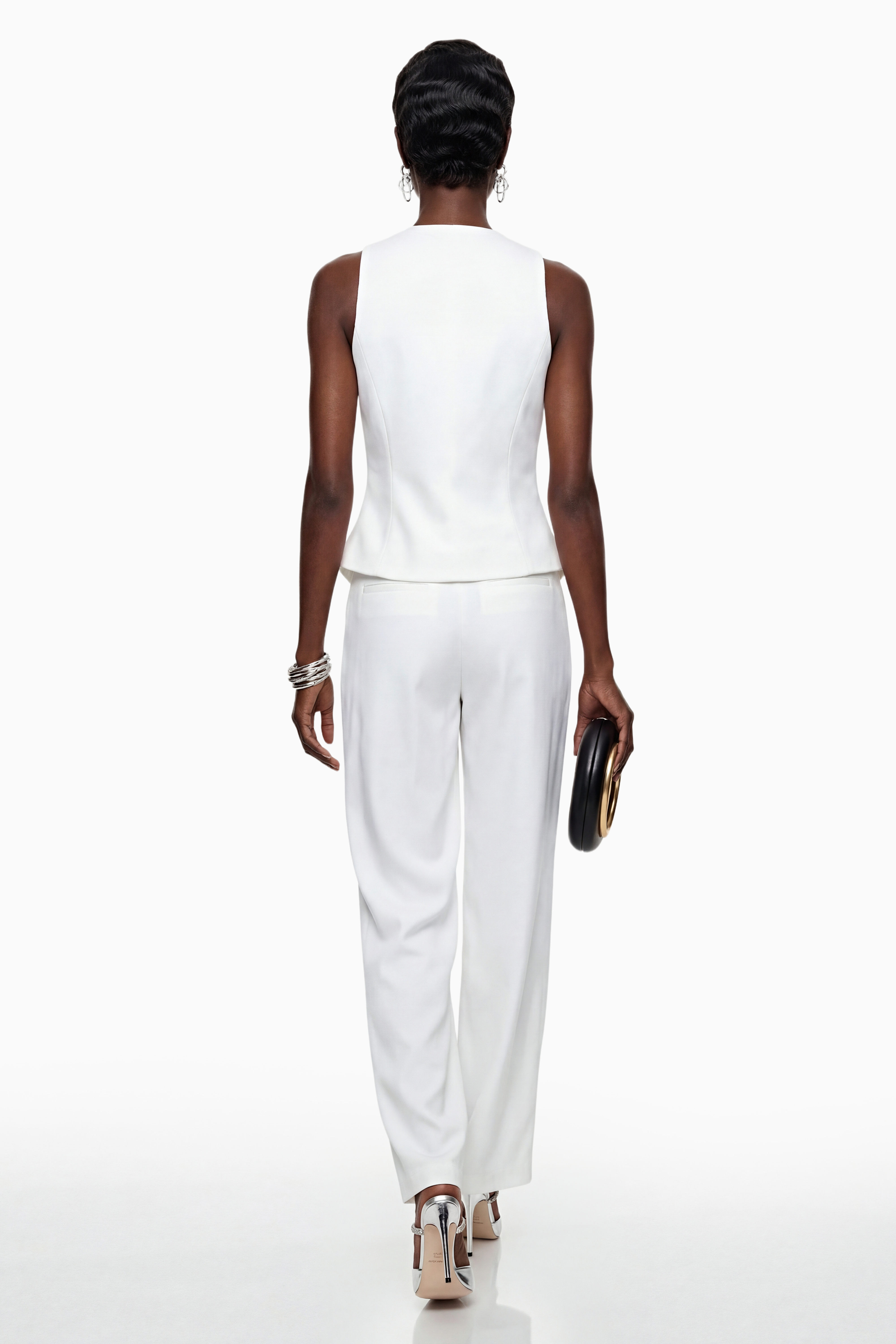 Heidi White Sleeveless Vest & Trousers Set (Final Sale-US Only)