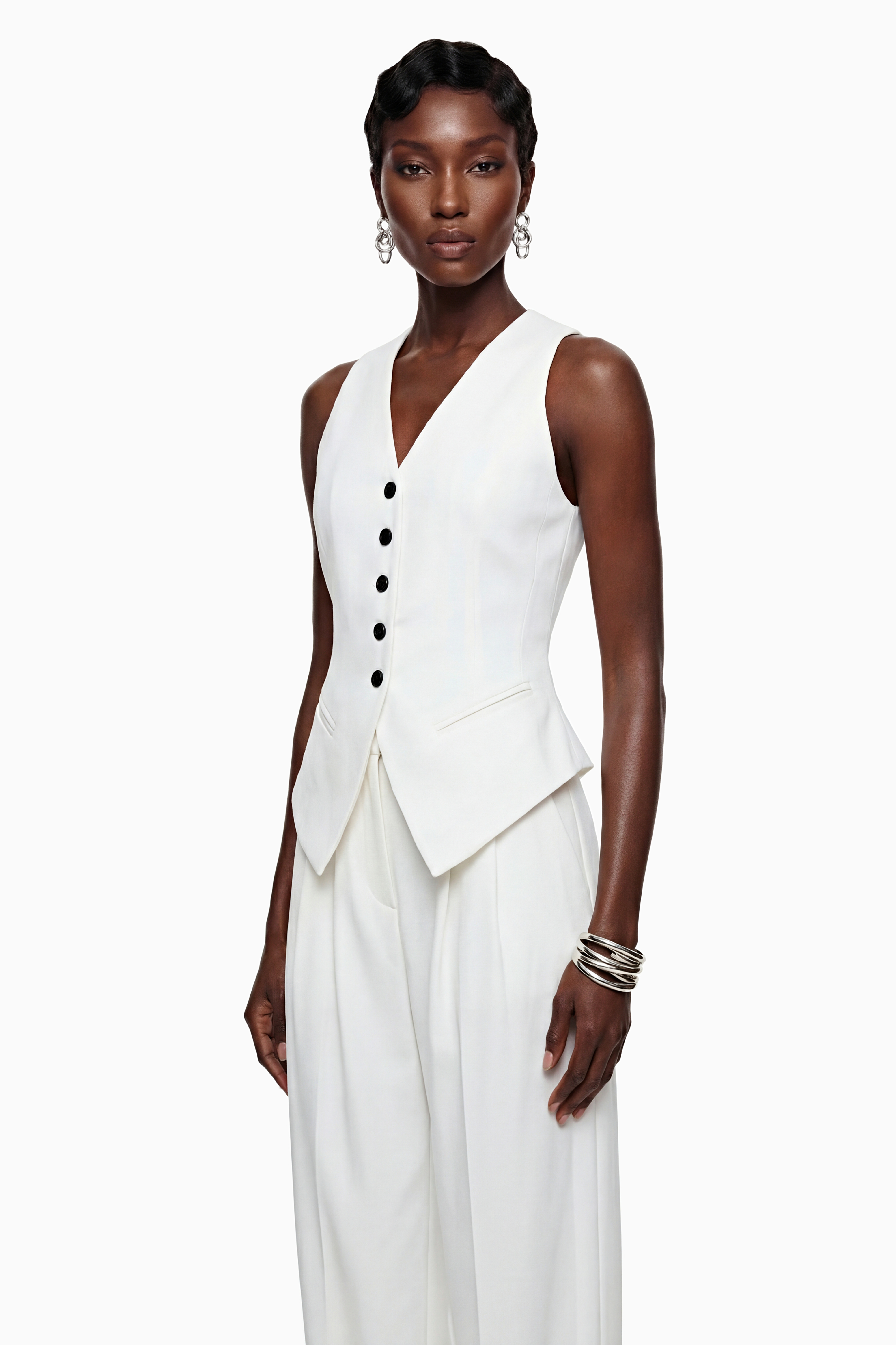 Heidi White Sleeveless Vest & Trousers Set (Final Sale-US Only)