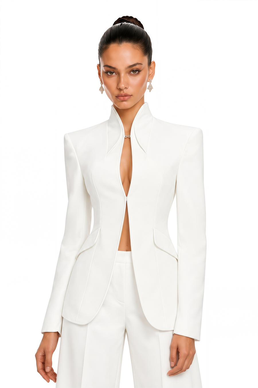 helena white structured blazer jacket