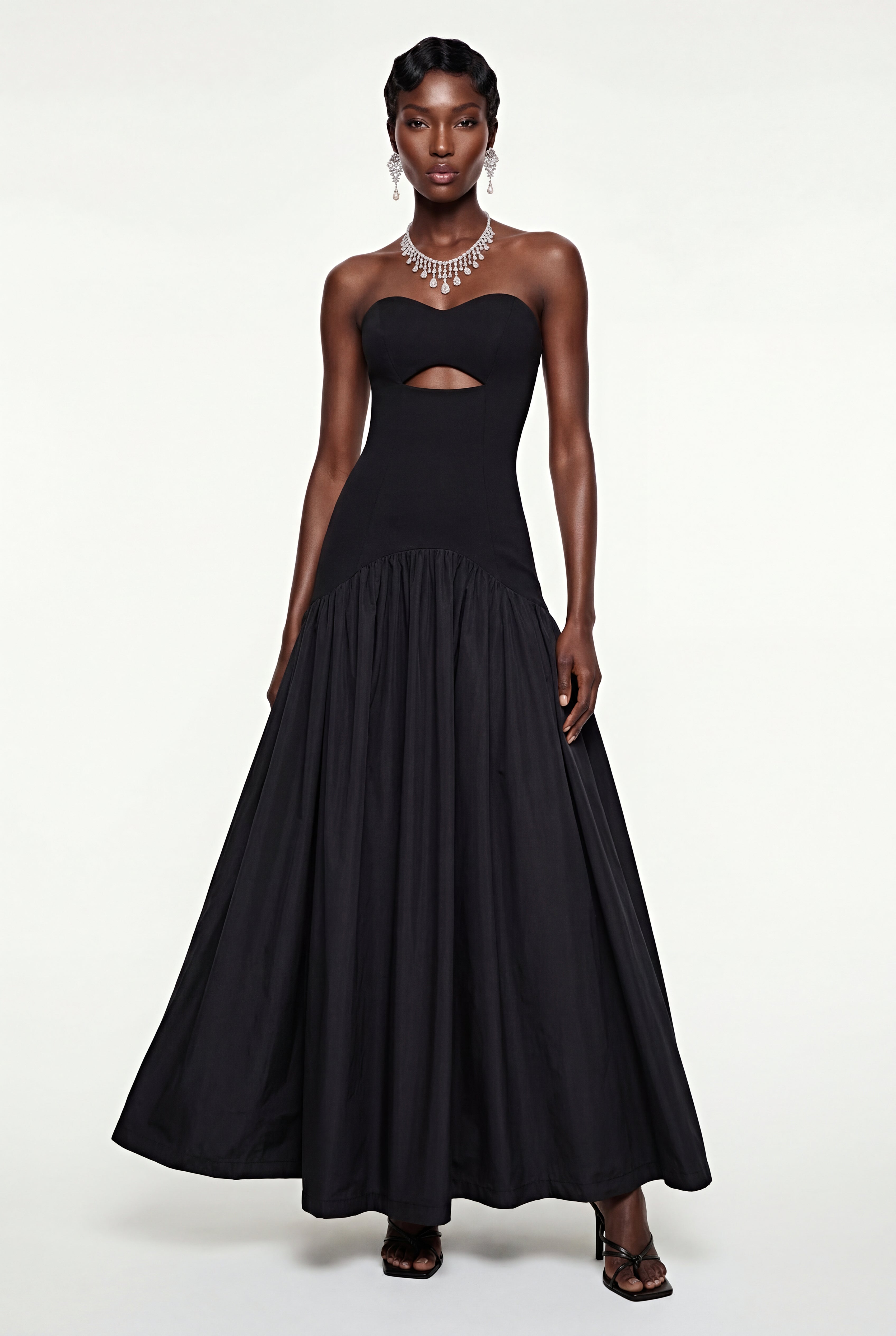 Hypatia Black Off Shoulder Ruched Maxi Dress