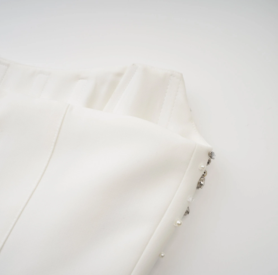 Melisande white embellished midi dress - White