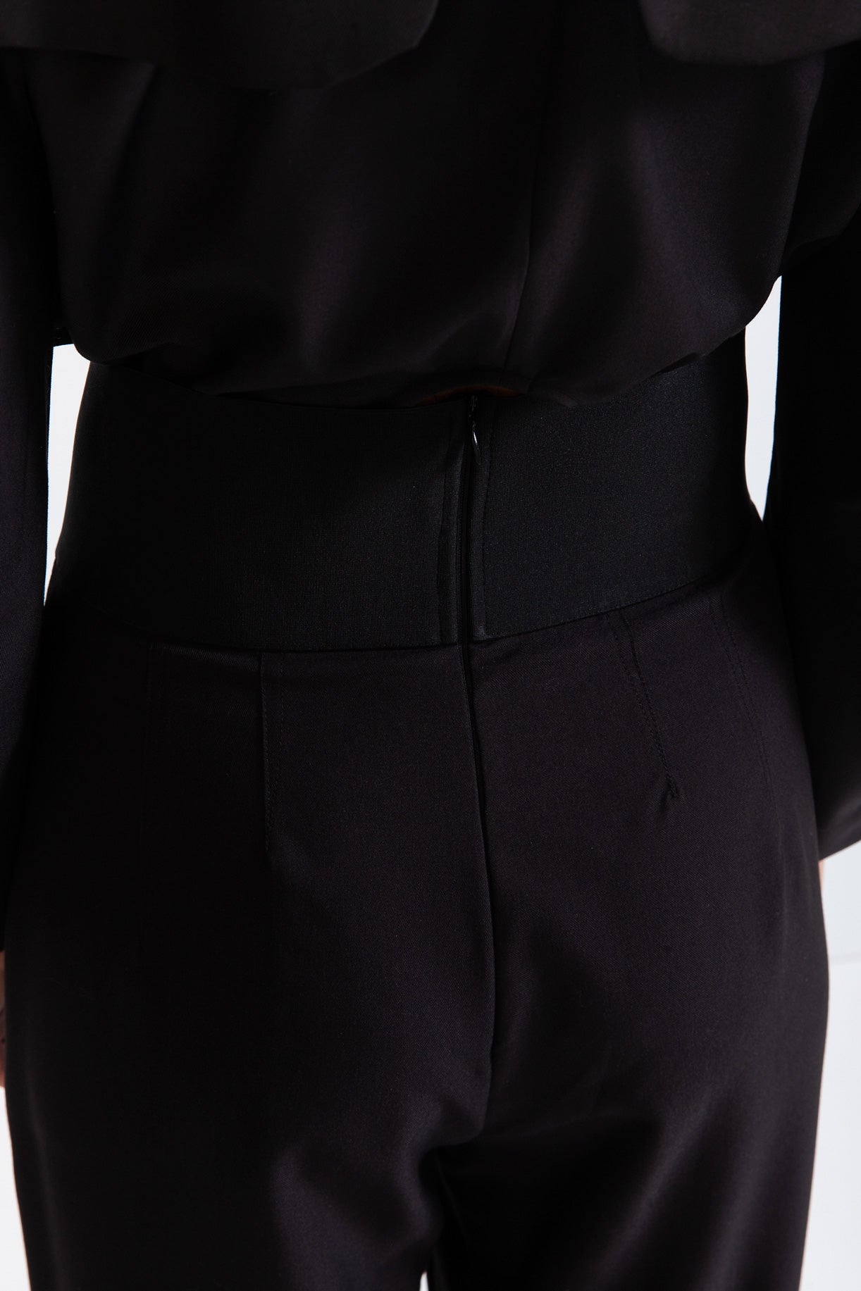 CAULINE Palazzo Trousers with Belted Waist - Black