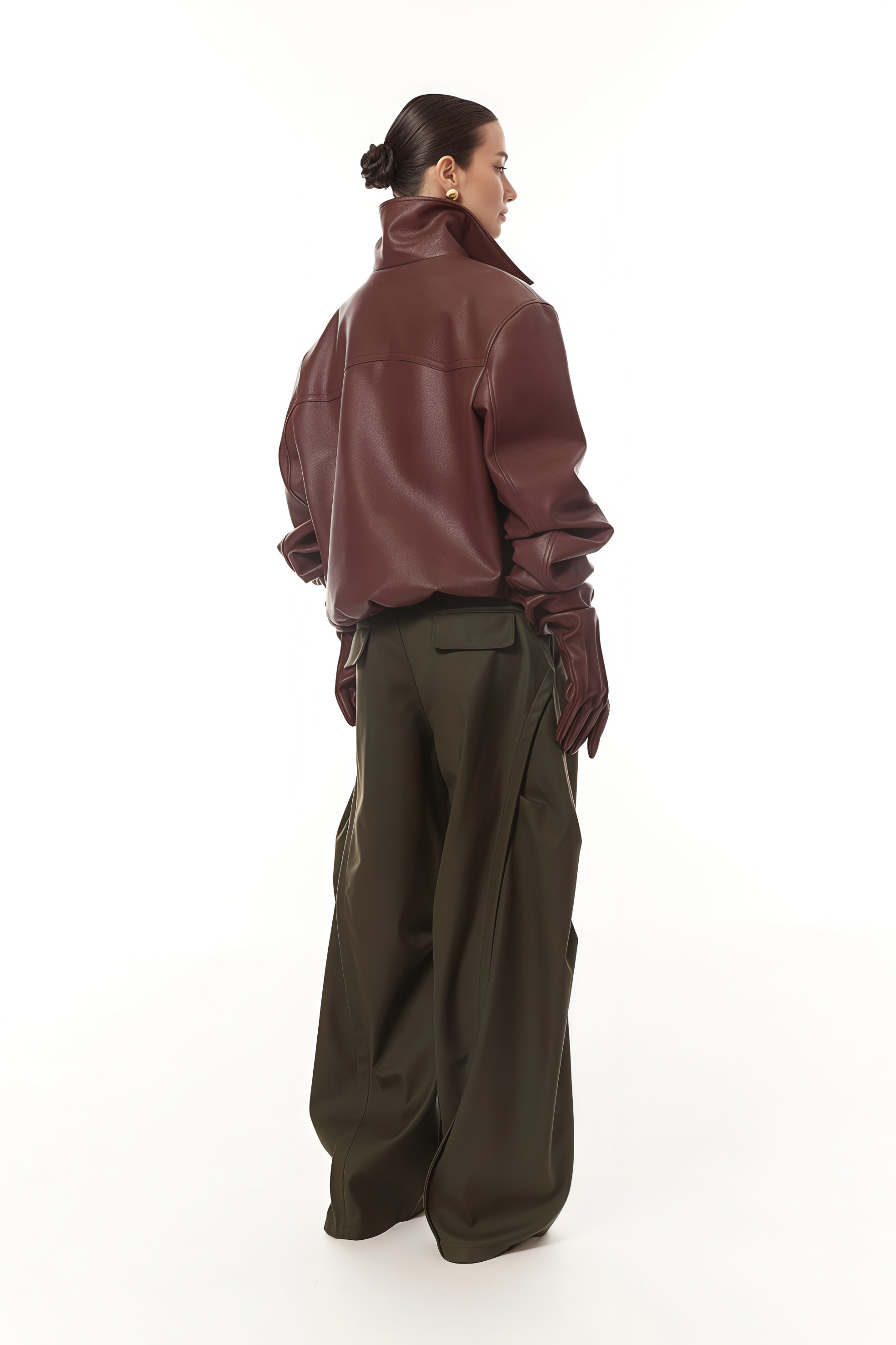 Harbor Burgundy Pebbled Leather Bomber Jacket (Final Sale)