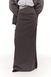 Eléonore Grey Ruched Maxi Skirt