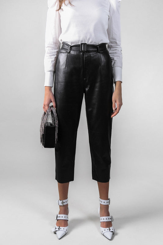 CELINE High Waisted leather pants - Black