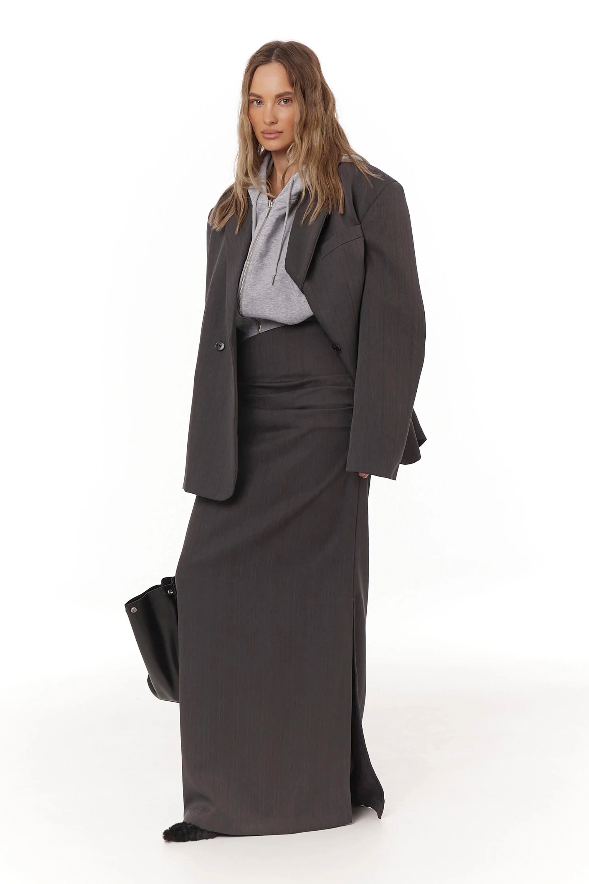 Eléonore Grey Double-Breasted Oversize Blazer