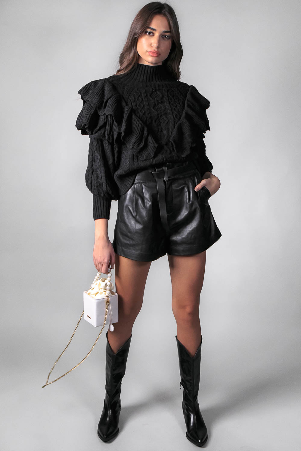 COSETTE Leather Shorts - Black