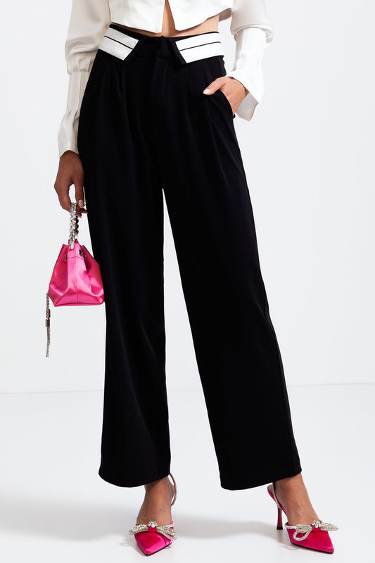 Wide Leg Trousers - Black