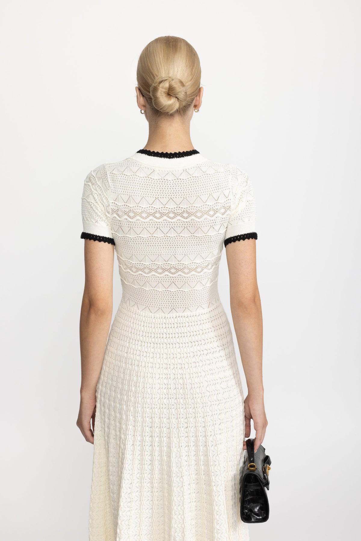 Eugénie Ivoire Pointelle Knit Belted Midi Dress