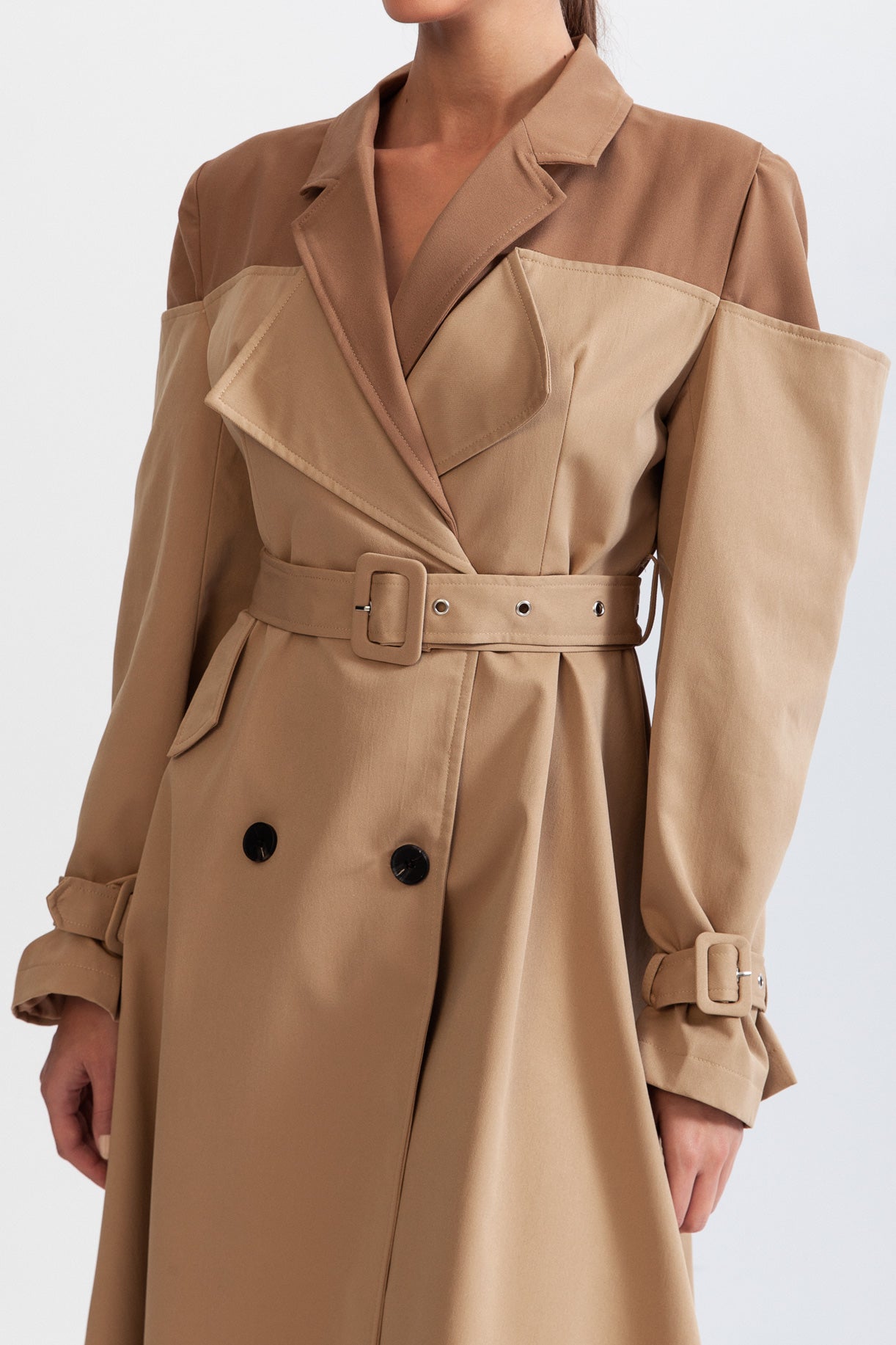 MARCELLA Double Combined Trench Coat - Nude