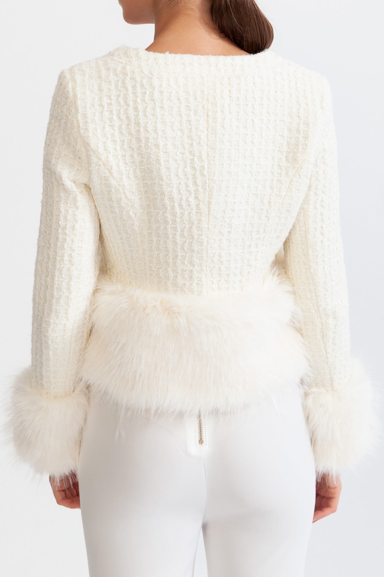 EVIANA Faux Fur Coat with Wool Blend - White