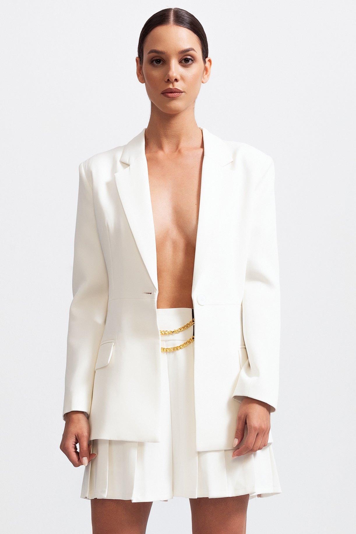 CHLOE Long Sleeve Cut Out Blazer - White