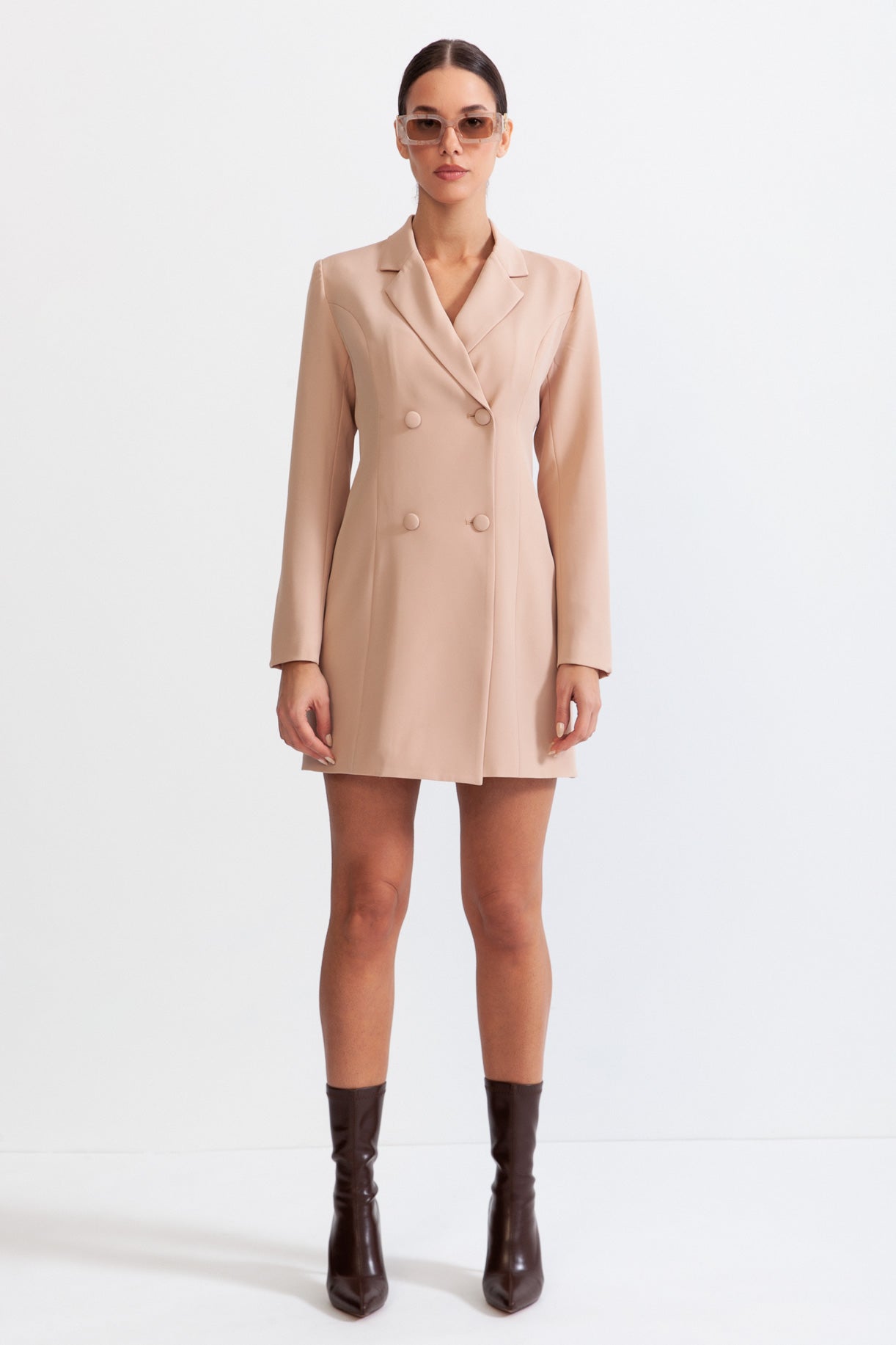 ELOISA Long jacket Mini dress with overlapping corset detail - Light Pink